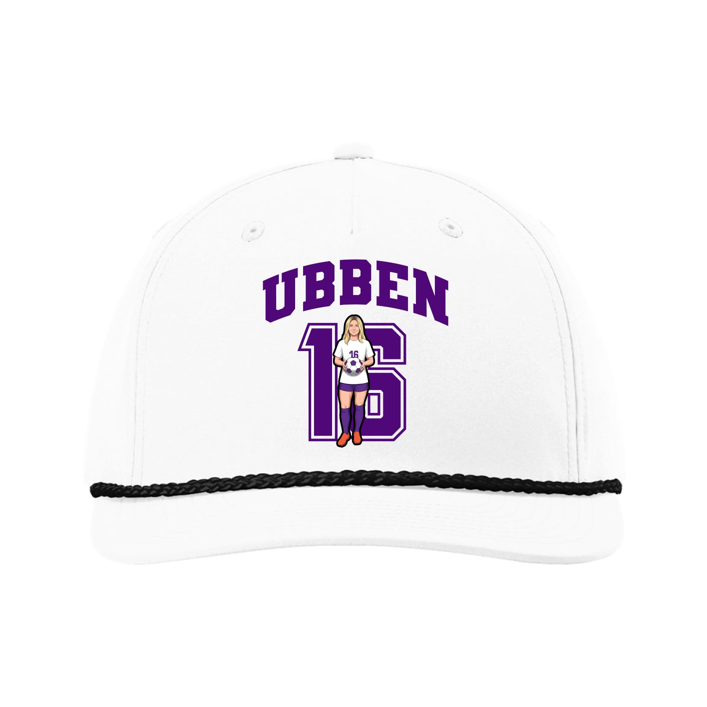 Five-Panel Classic Rope Cap — Number in White