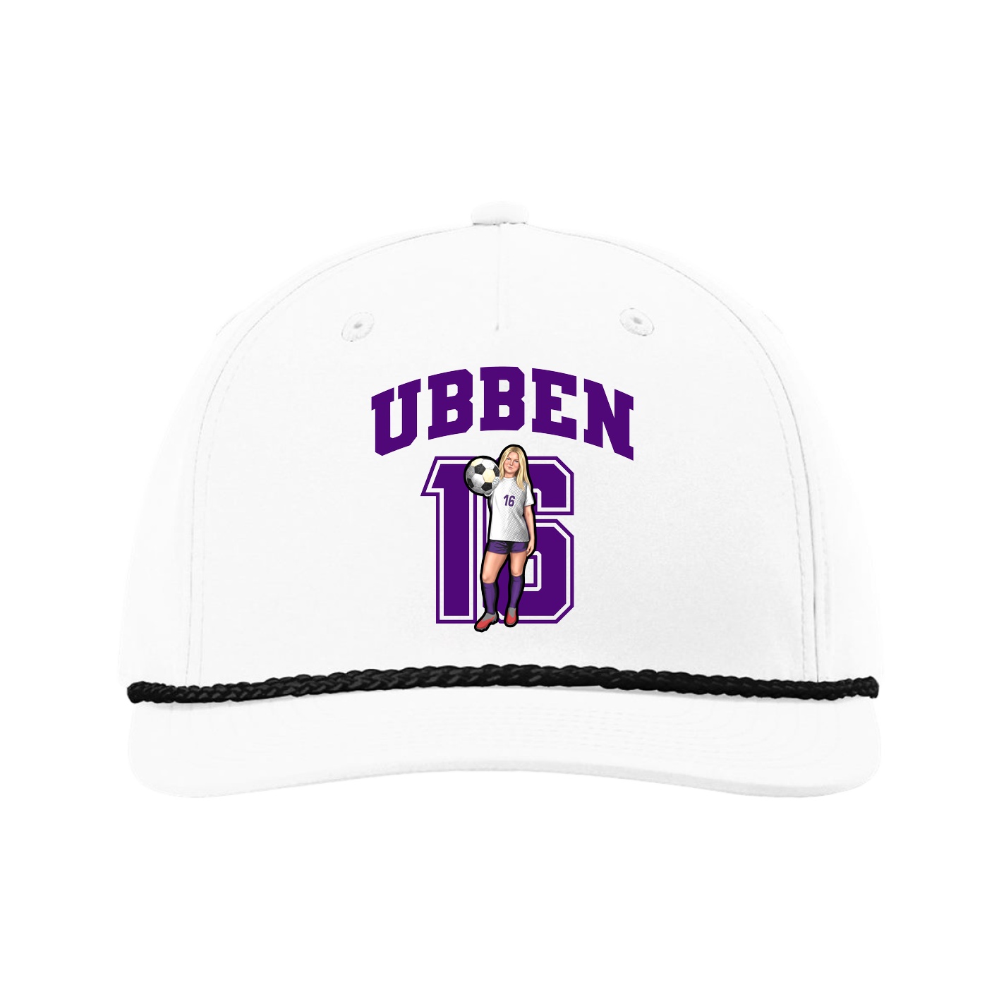 Five-Panel Classic Rope Cap — Number in White