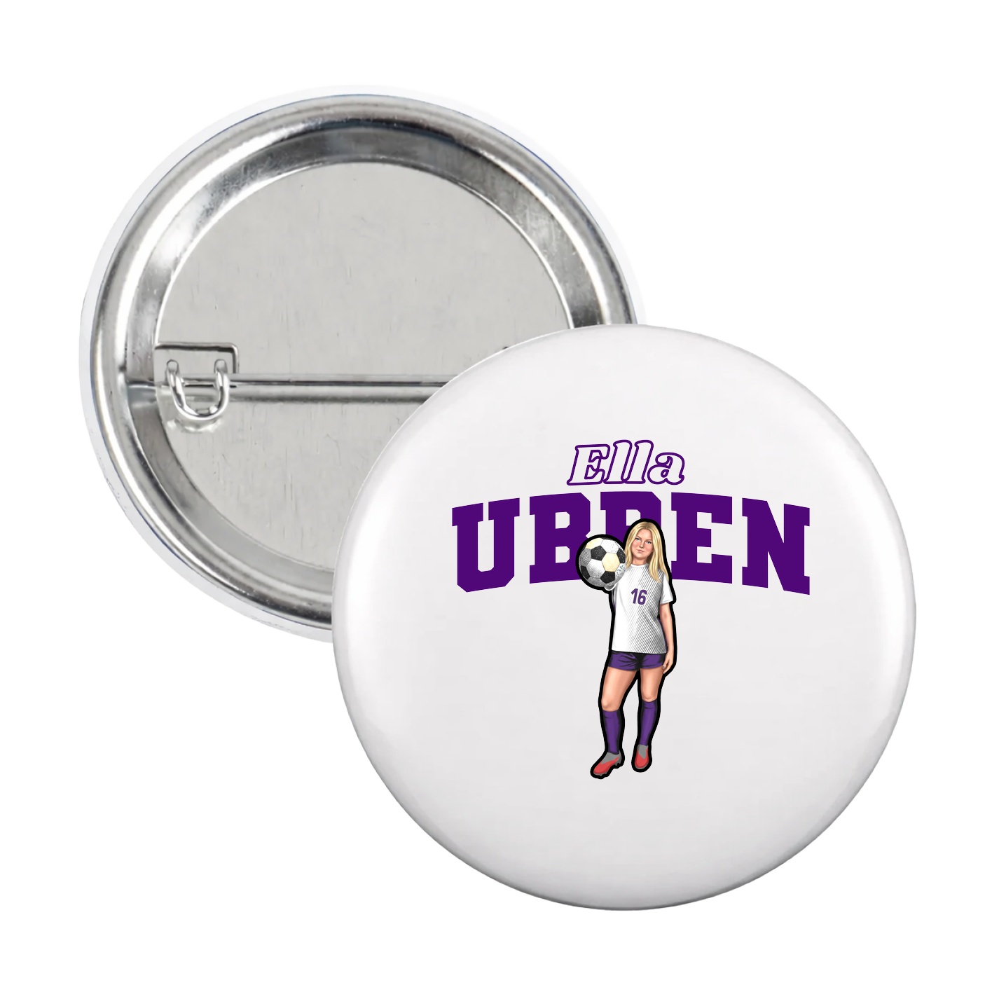 Game Day Button — Name Arch in White