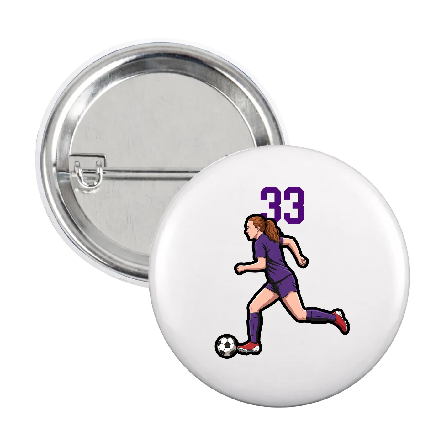 Game Day Button — Number Top in White