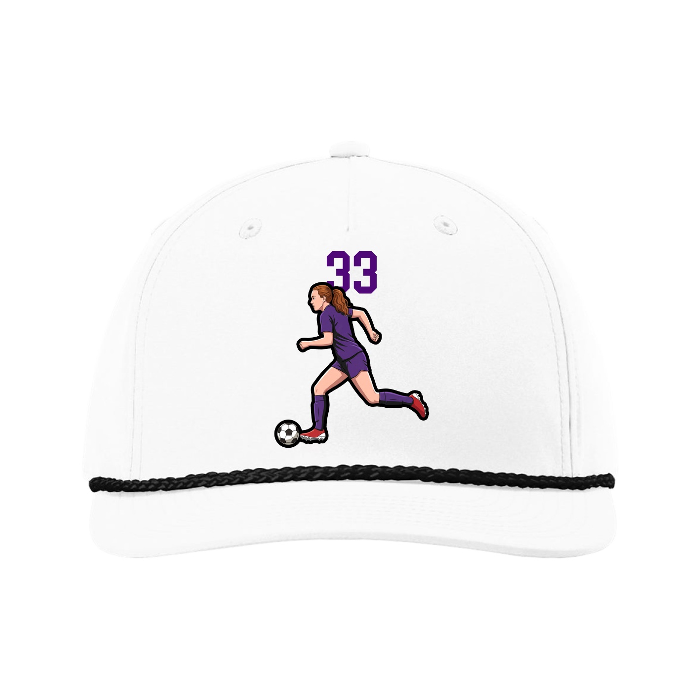 Five-Panel Classic Rope Cap — Number Top in White