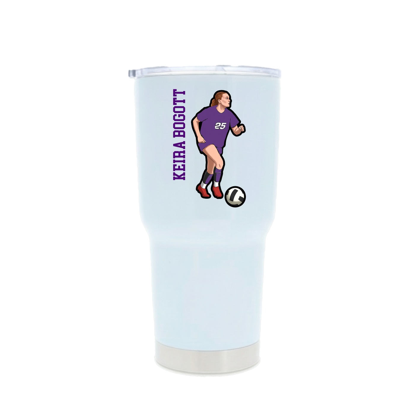 30oz Stainless Steel Tumbler — Name Vertical in White