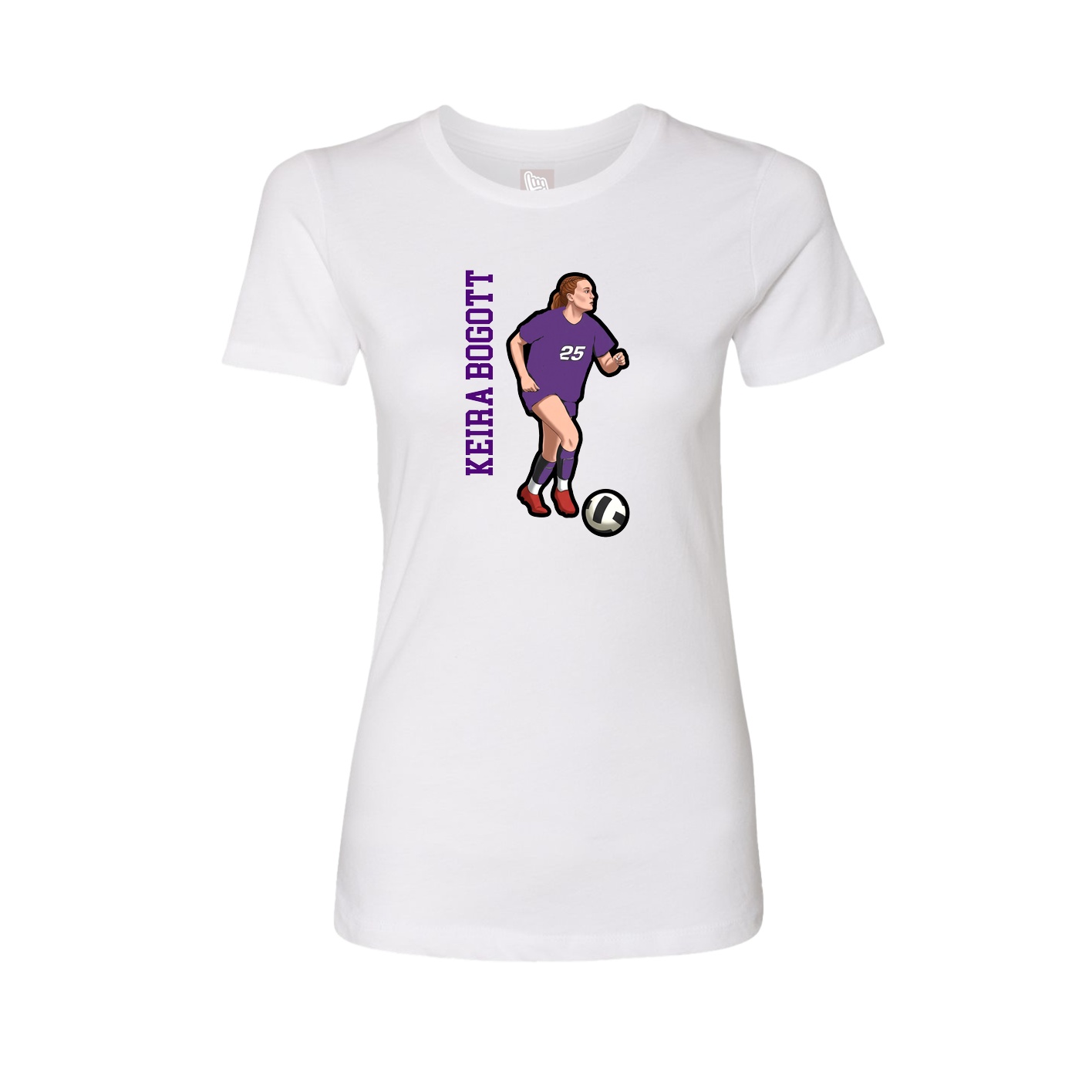 Fitted Women's Tee — Name Vertical in White