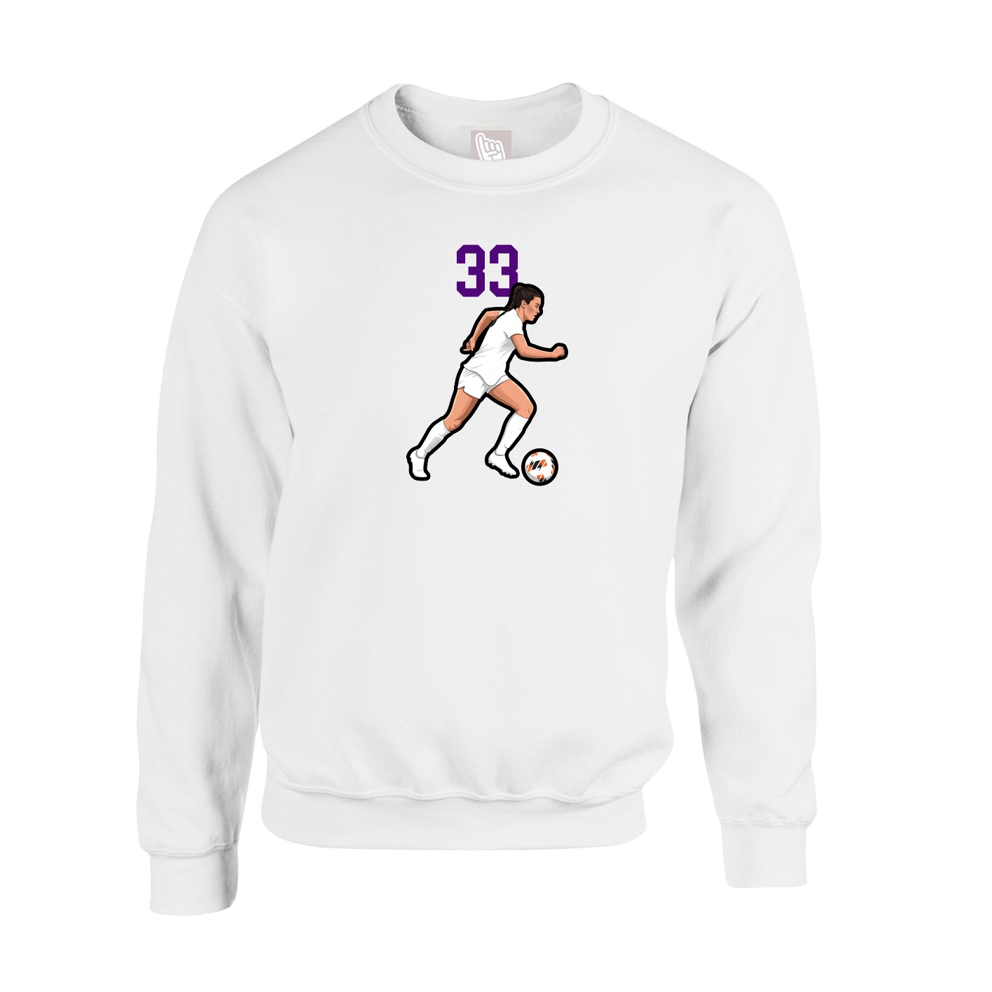 Fleece Crew — Number Top in White