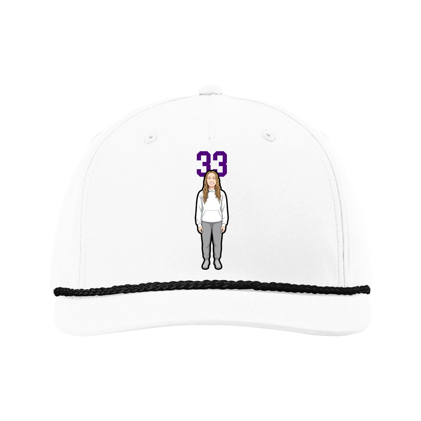 Five-Panel Classic Rope Cap — Number Top in White