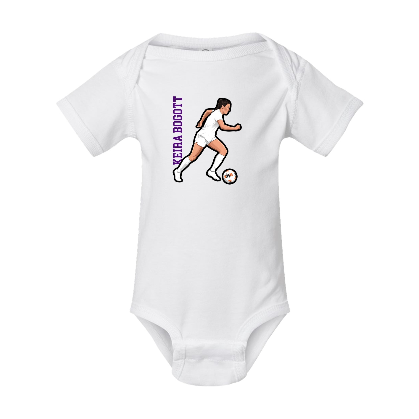 Baby Onesie — Name Vertical in White