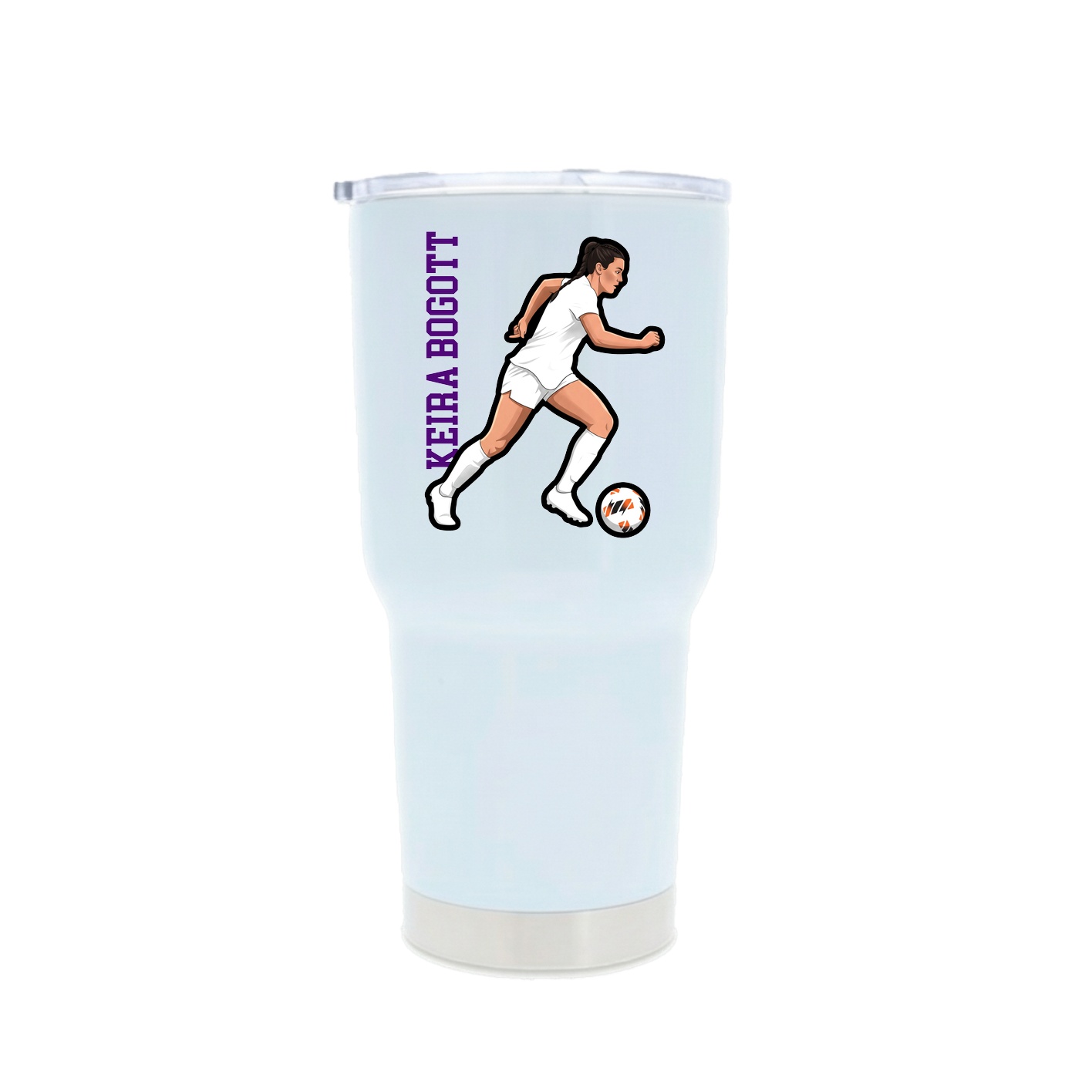 30oz Stainless Steel Tumbler — Name Vertical in White