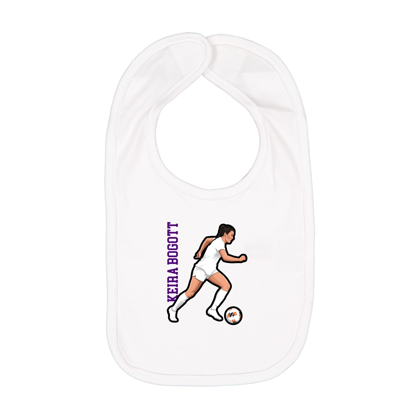 Infant Bib — Name Vertical in White