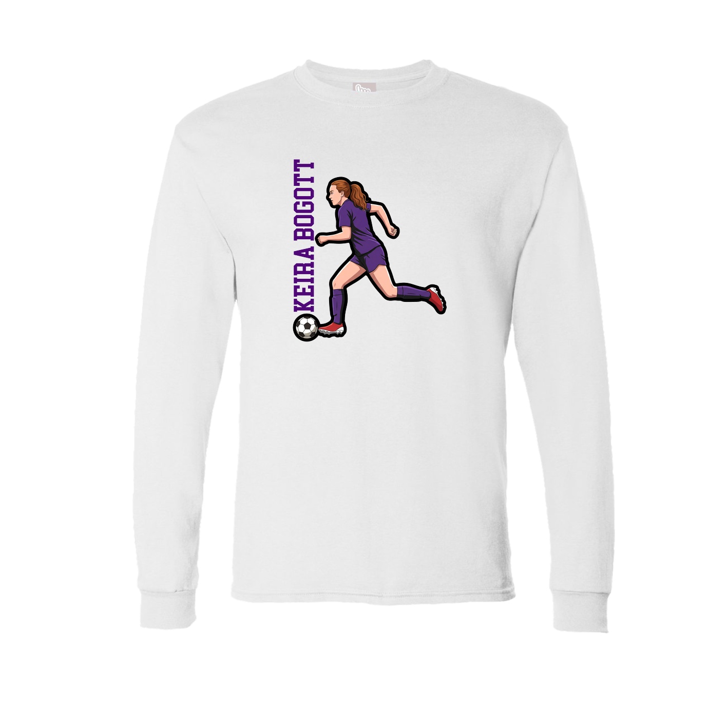 Long Sleeve Tee — Name Vertical in White