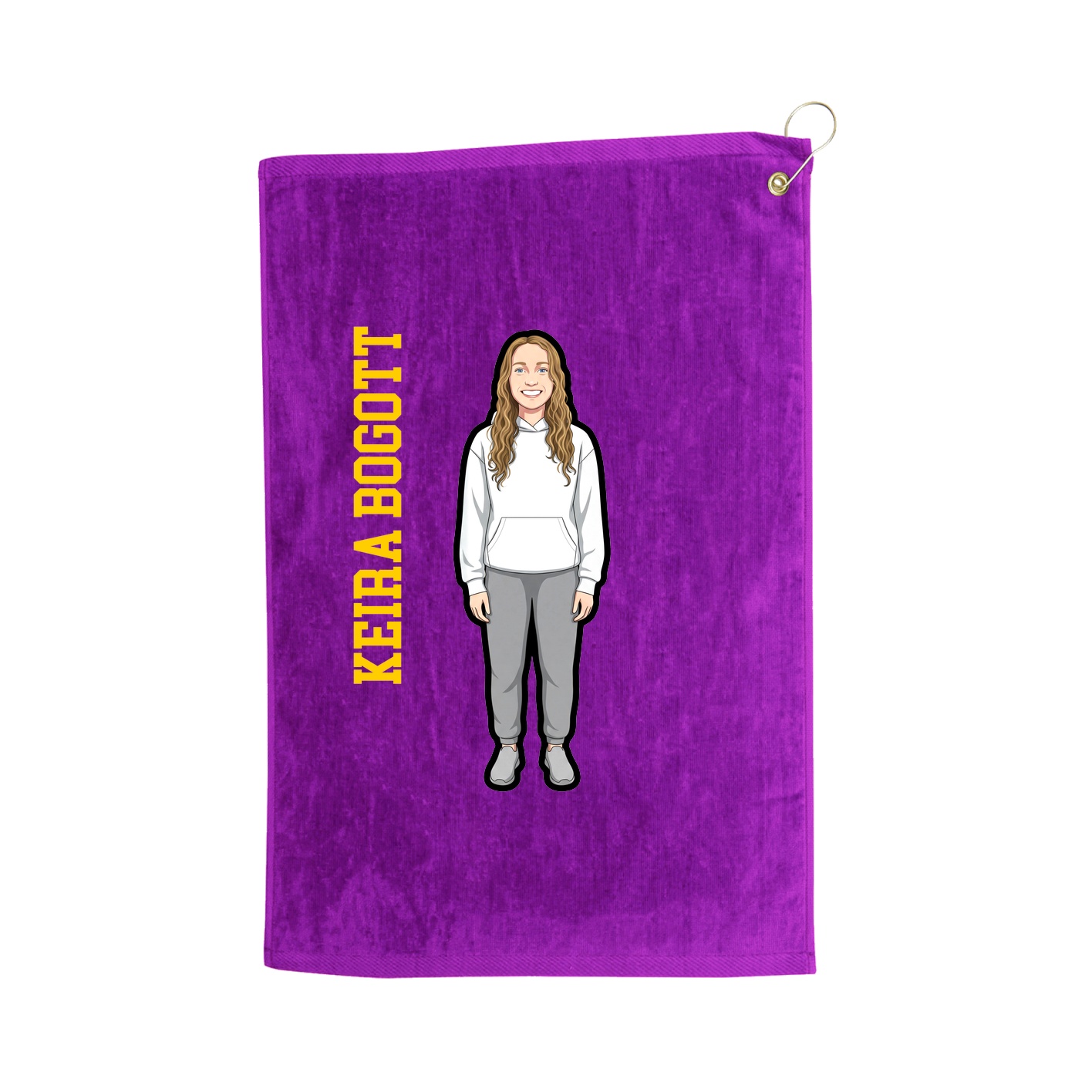 Golf Towel — Name Vertical in Purple