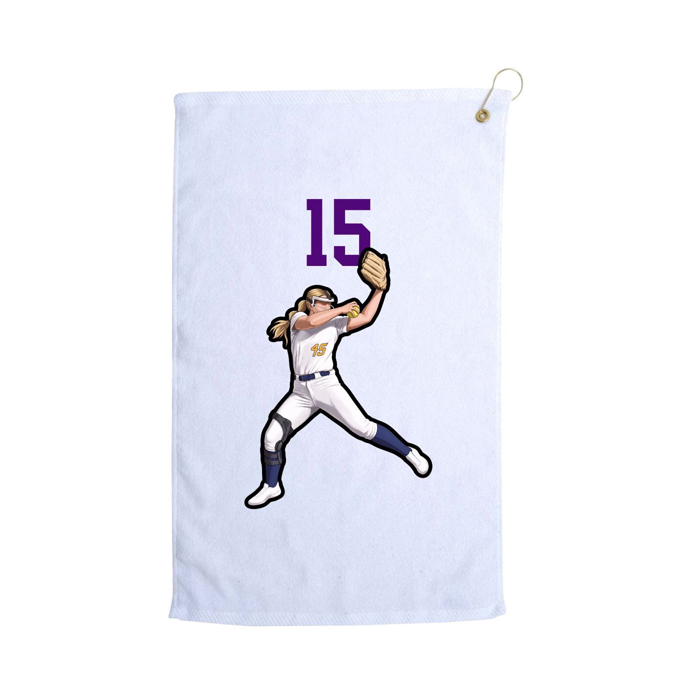Golf Towel — Number Top in White