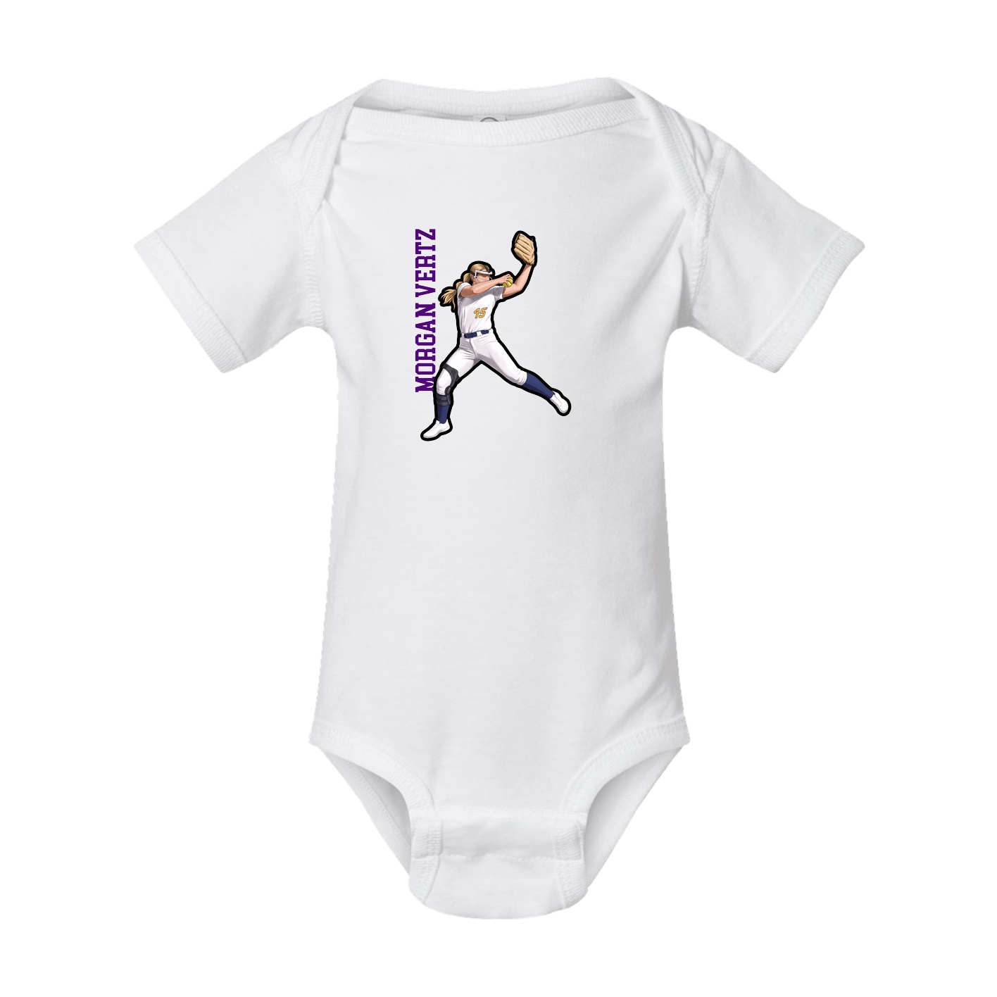 Baby Onesie — Name Vertical in White
