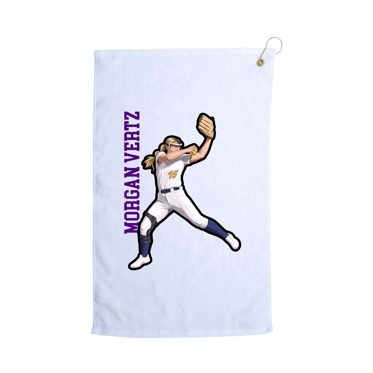 Golf Towel — Name Vertical in White