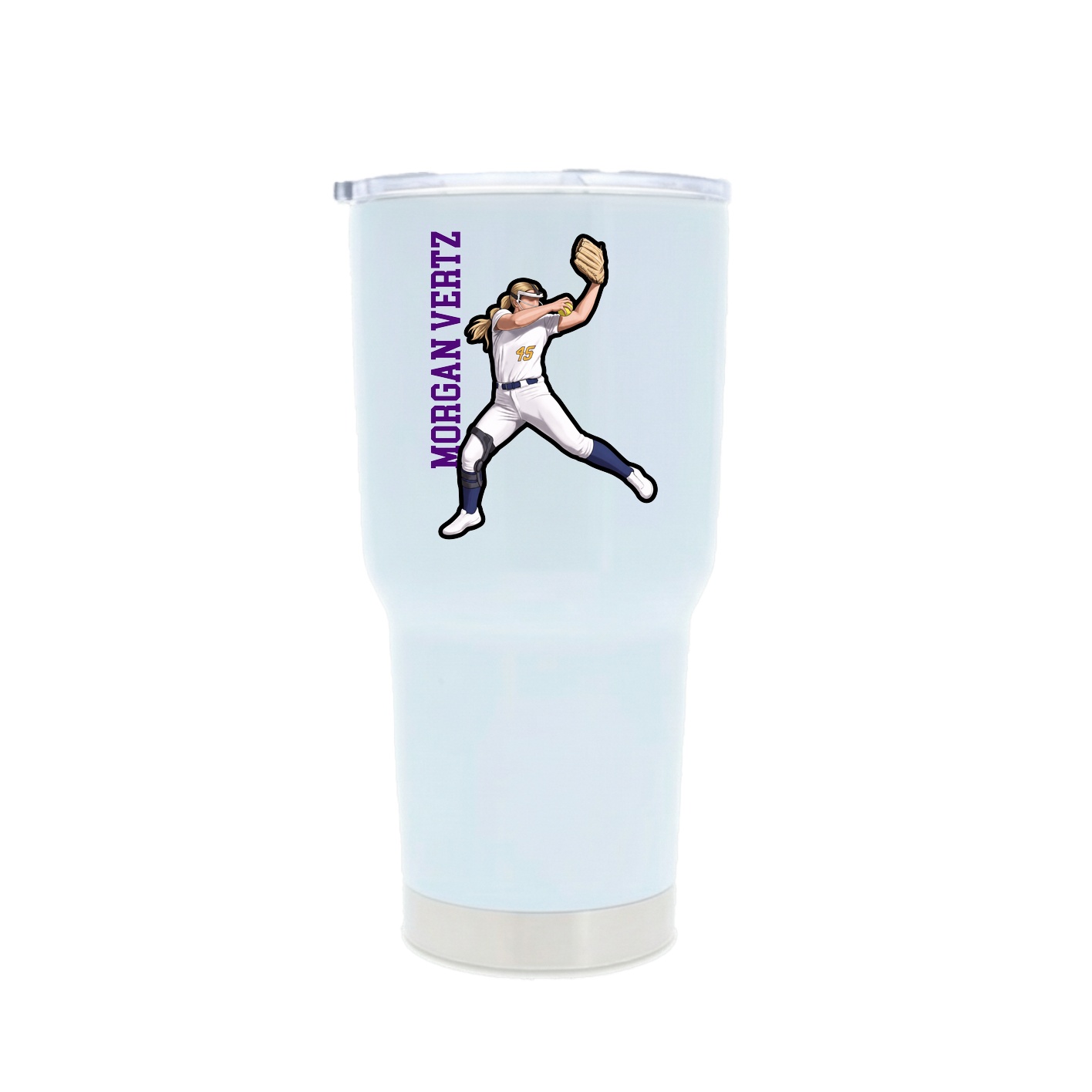 30oz Stainless Steel Tumbler — Name Vertical in White