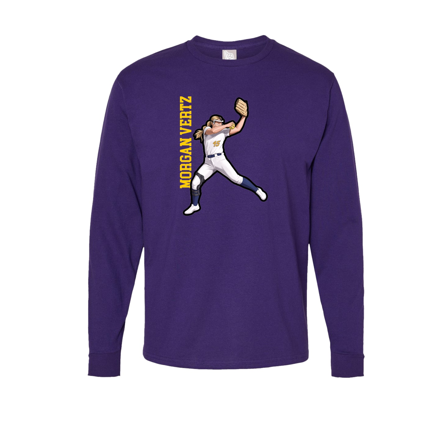 Long Sleeve Tee — Name Vertical in Purple