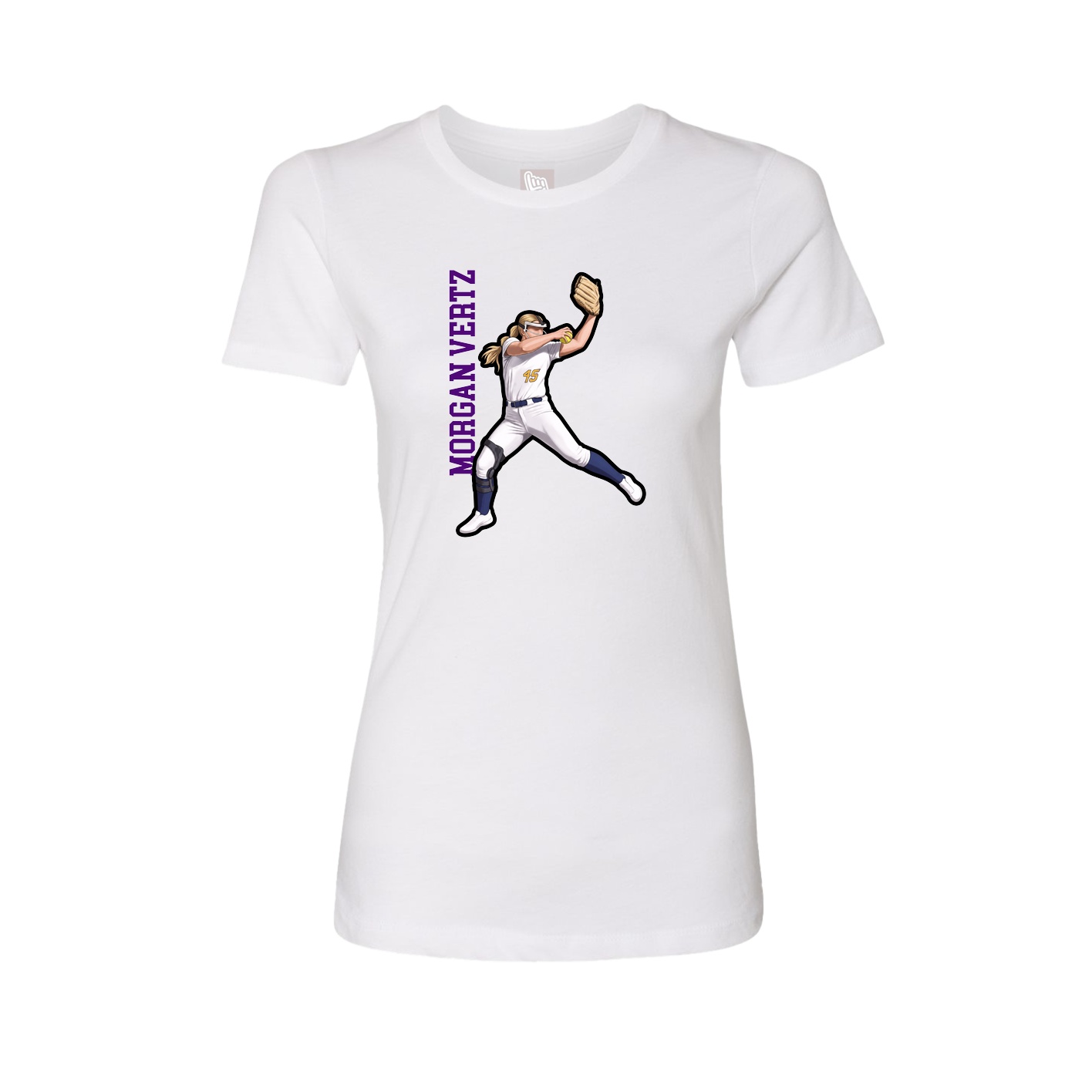 Fitted Women's Tee — Name Vertical in White