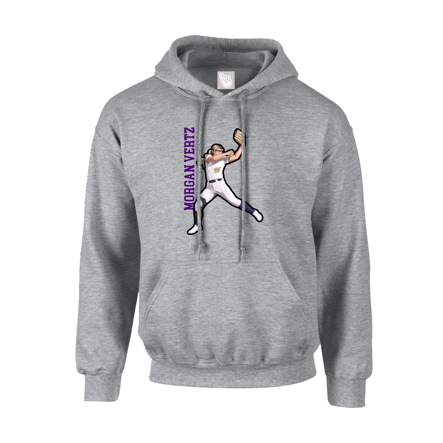 Hoodie — Name Vertical in Grey