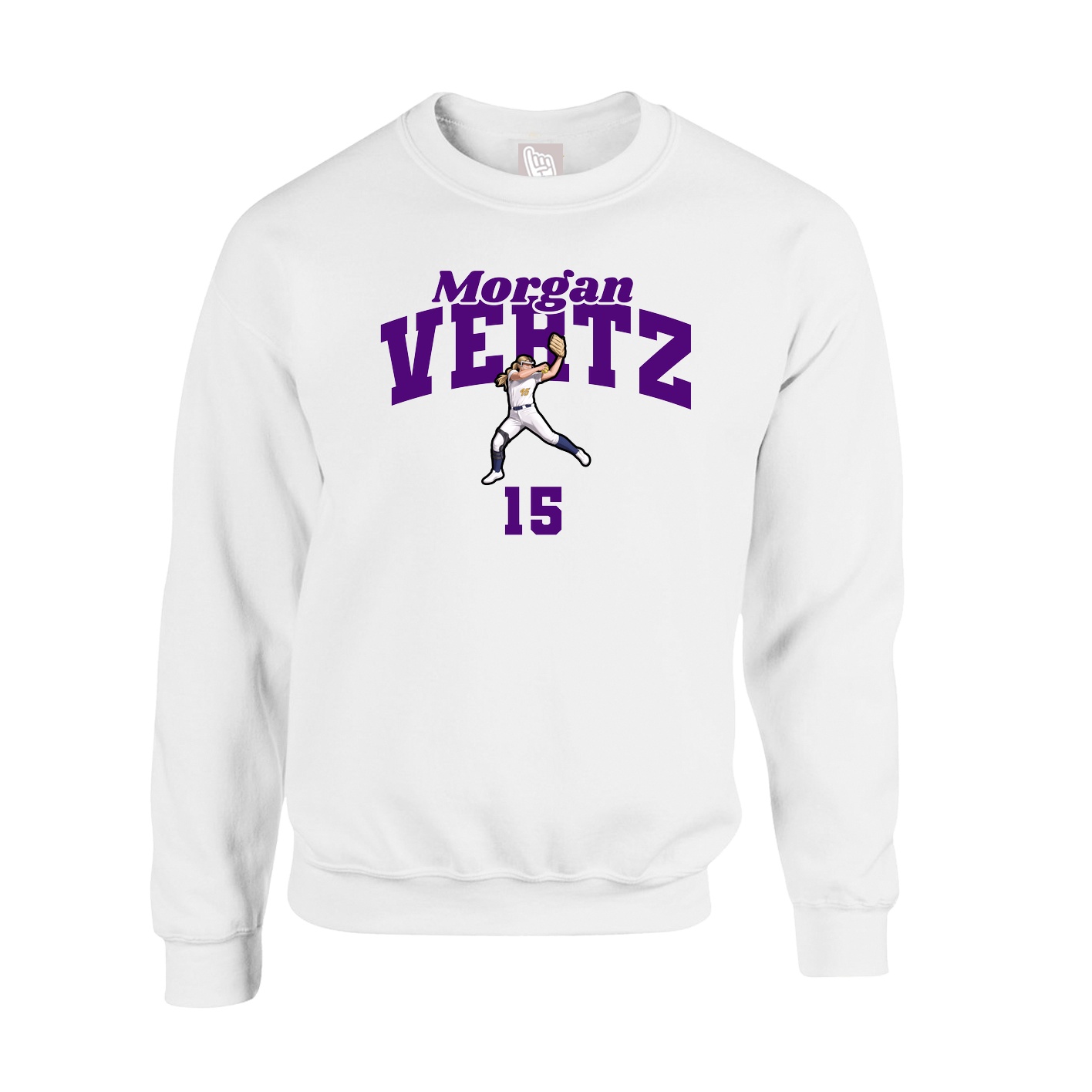Fleece Crew — Signature Arch in White