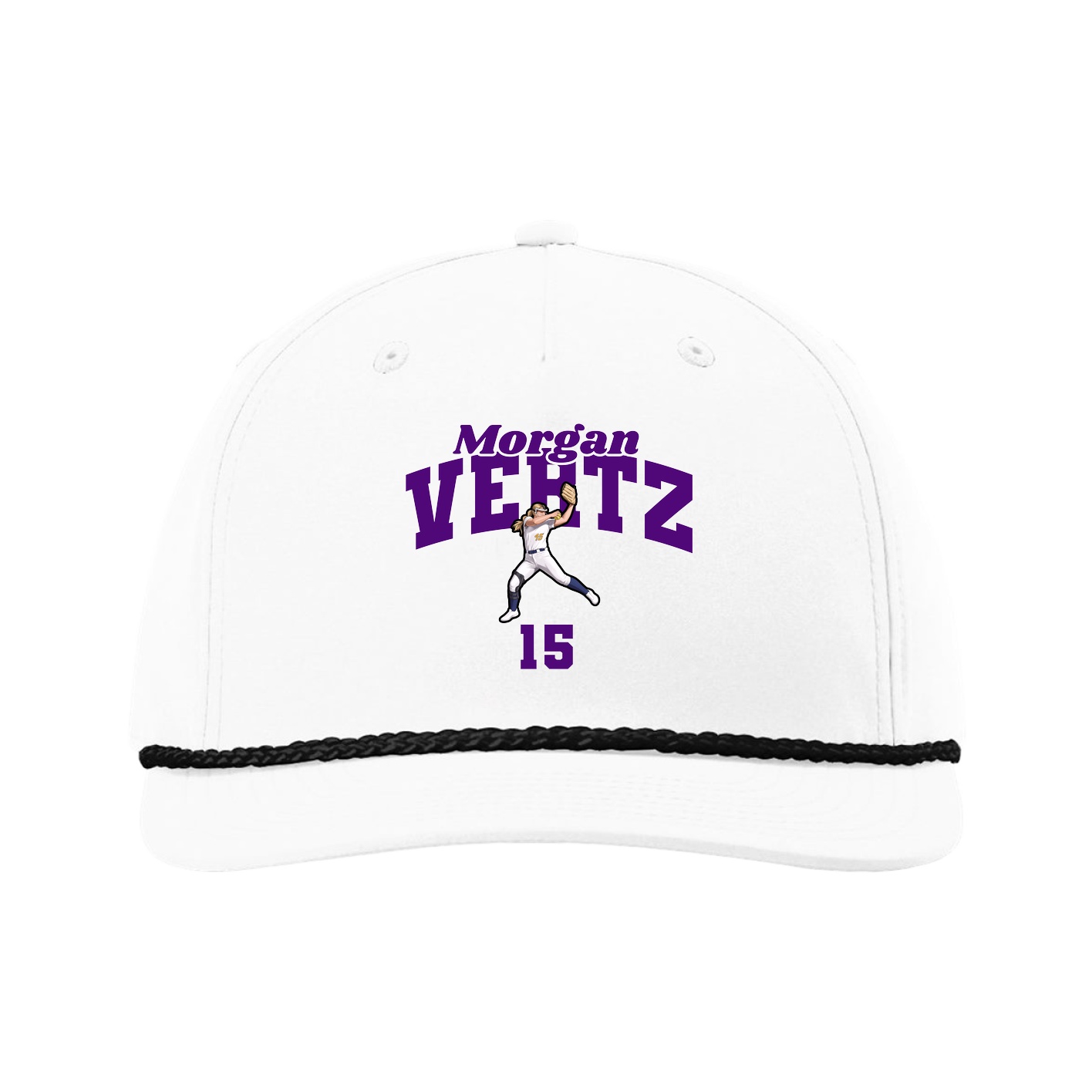 Five-Panel Classic Rope Cap — Signature Arch in White