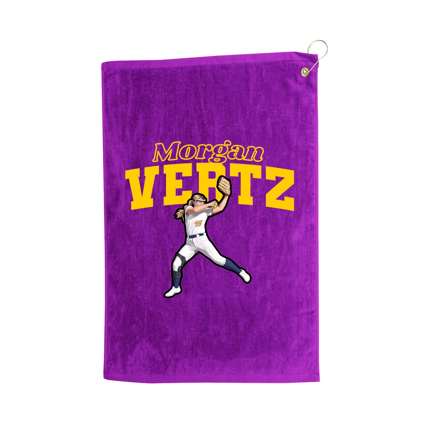 Golf Towel — Name Arch in Purple