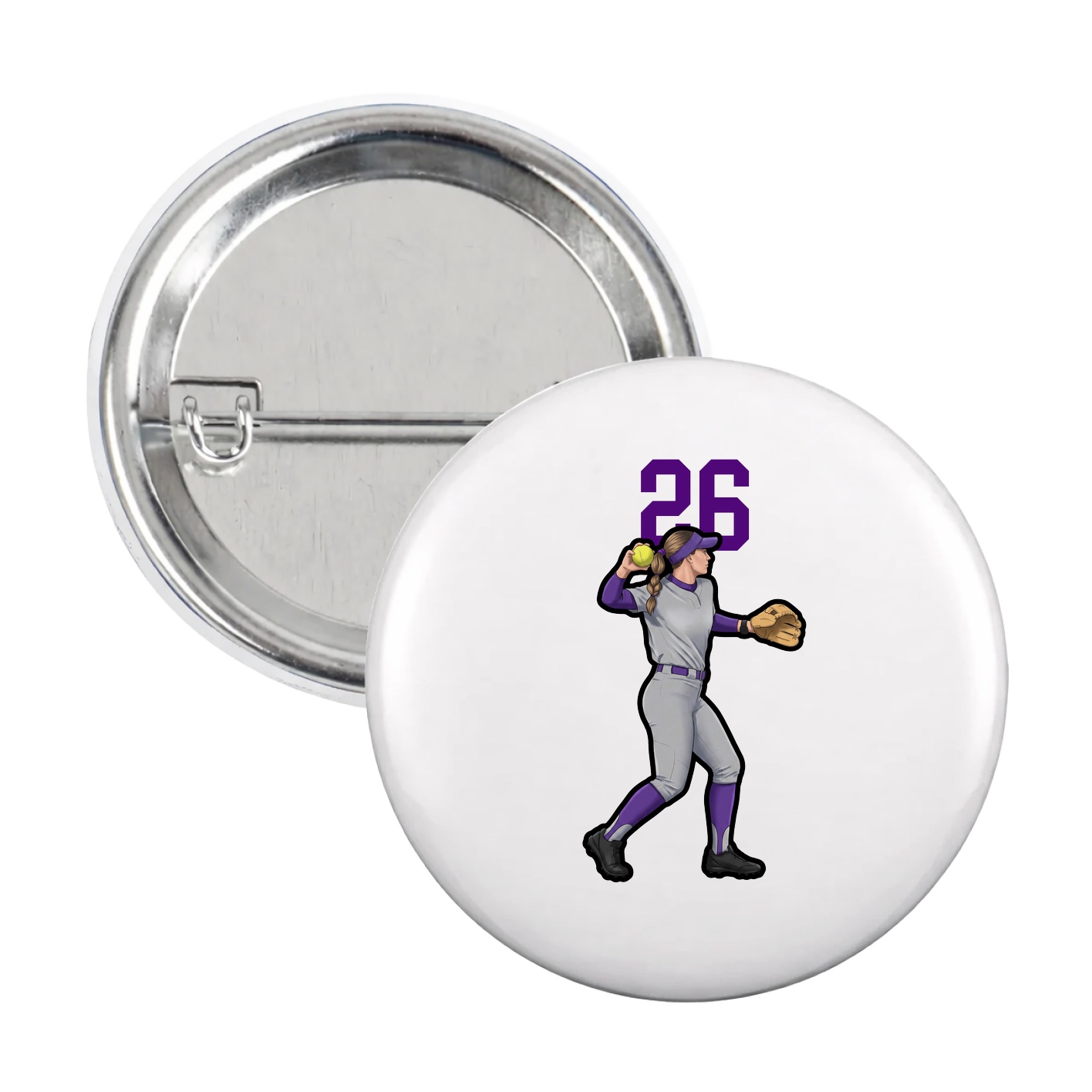 Game Day Button — Number Top in White