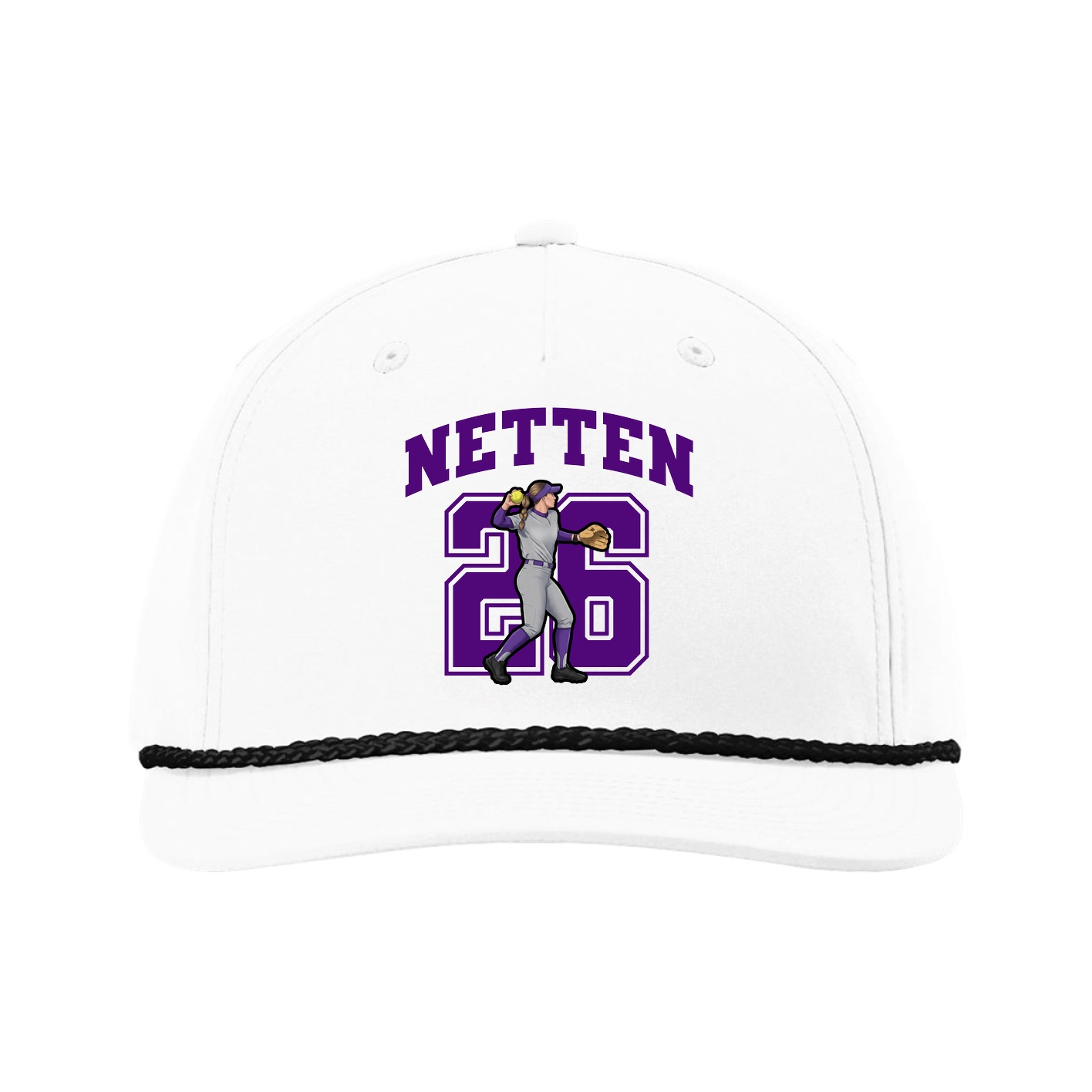 Five-Panel Classic Rope Cap — Number in White