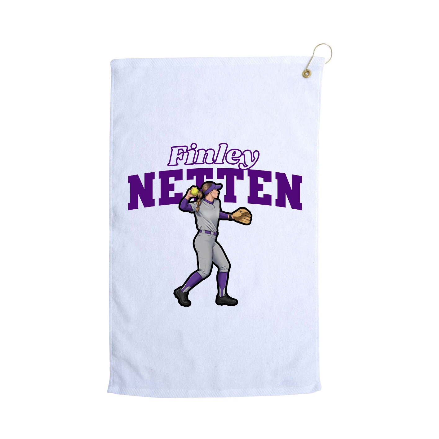 Golf Towel — Name Arch in White