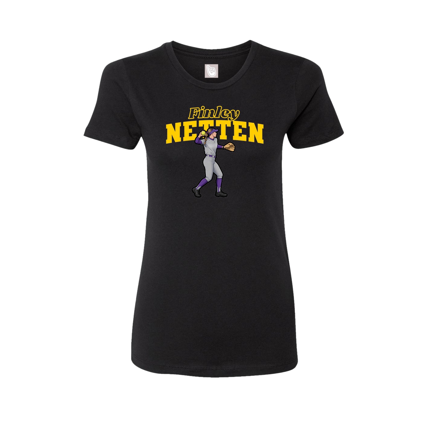 Fitted Women's Tee — Name Arch in Black