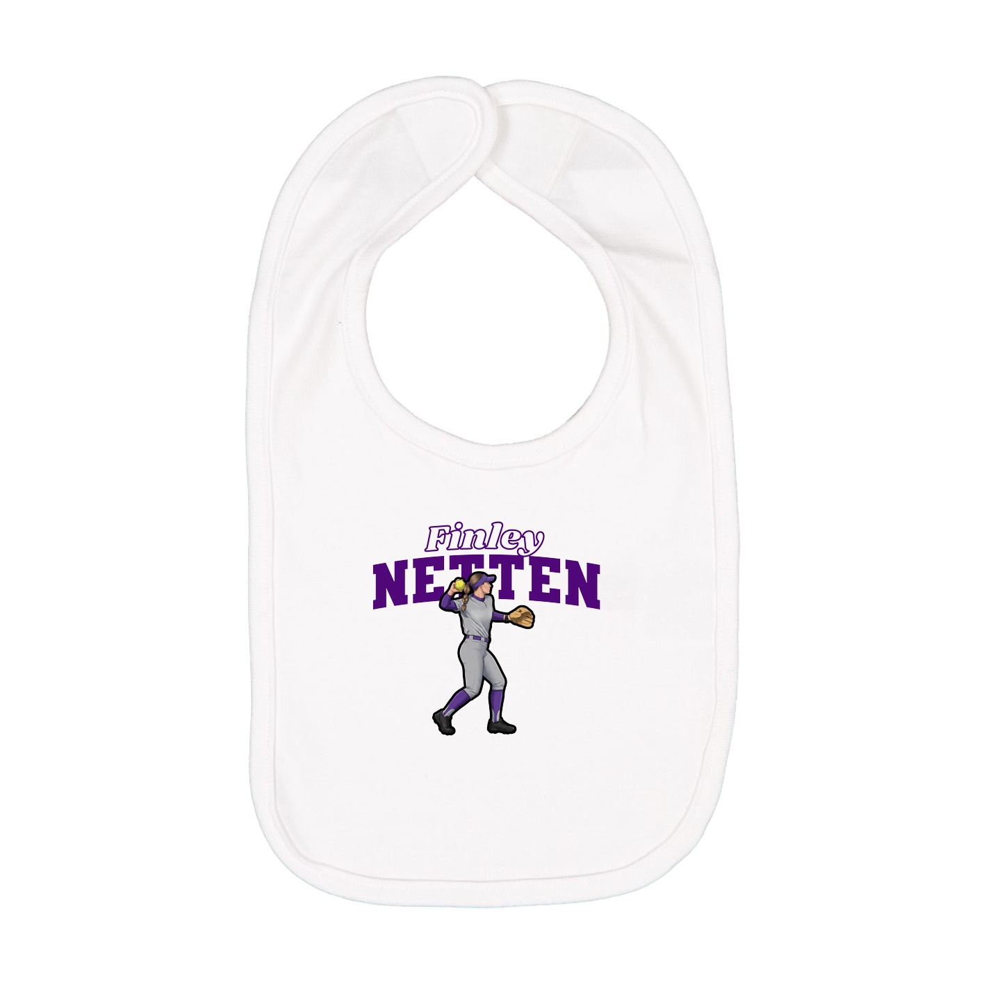 Infant Bib — Name Arch in White