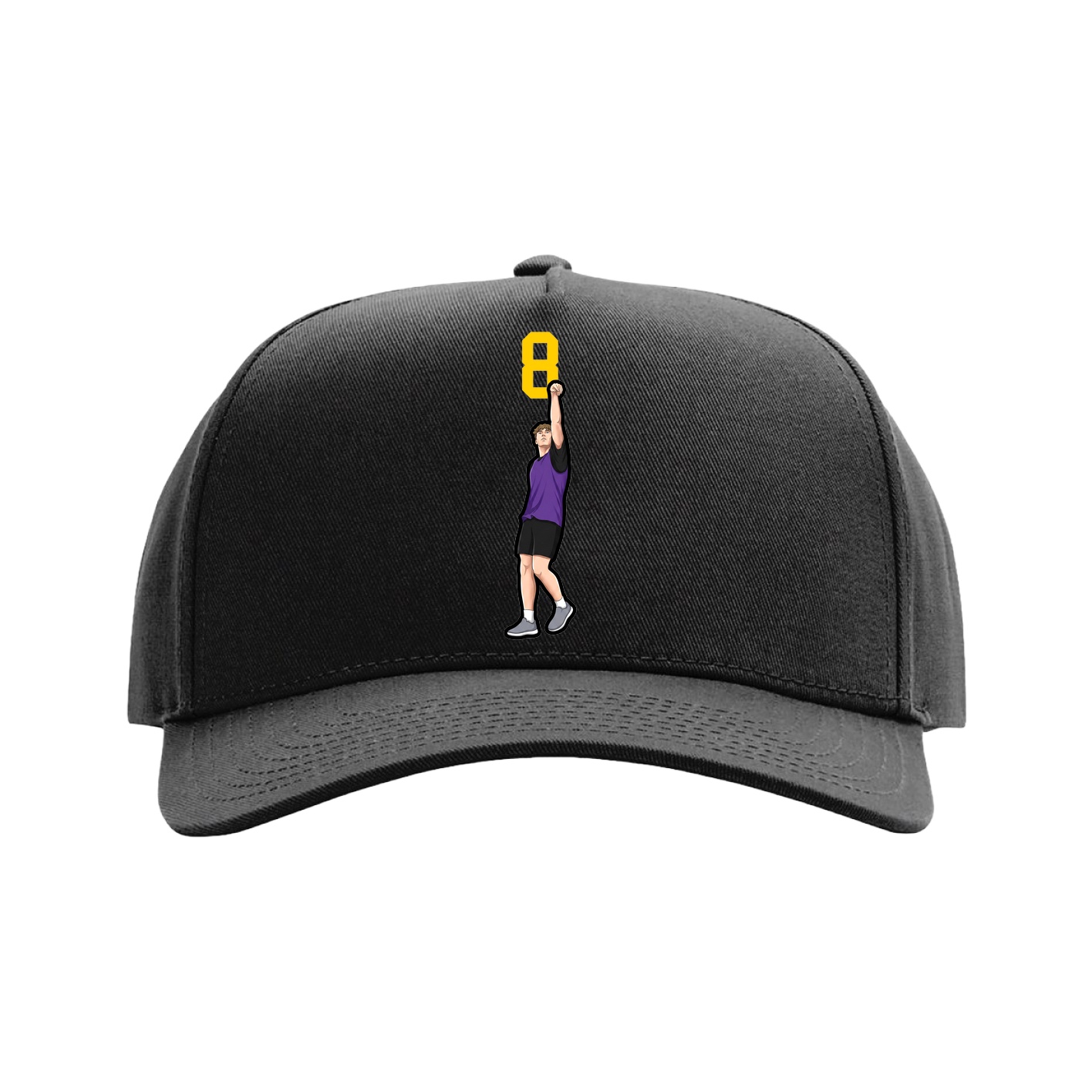 Full Fabric Five-Panel Champ Cap — Number Top in Black