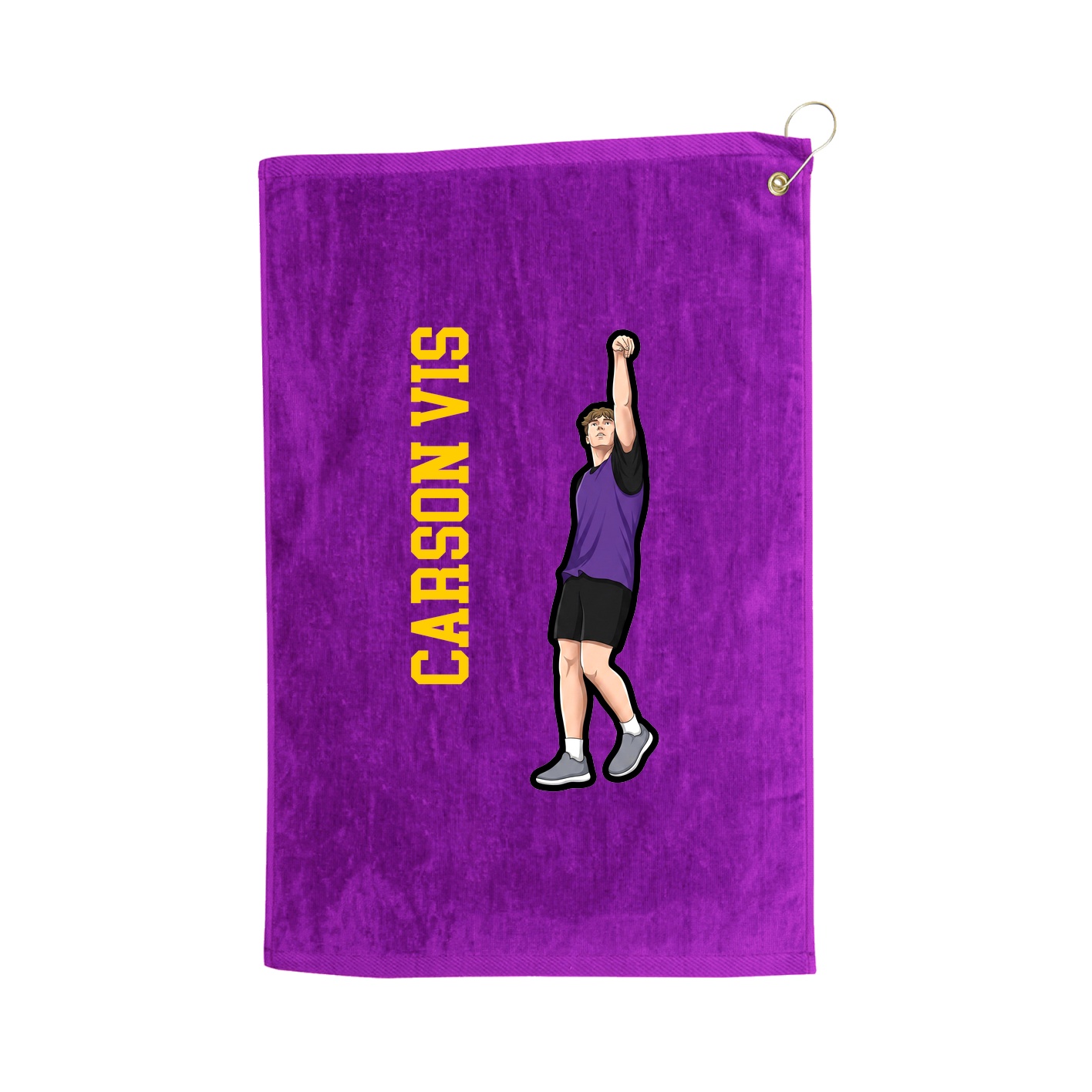 Golf Towel — Name Vertical in Purple