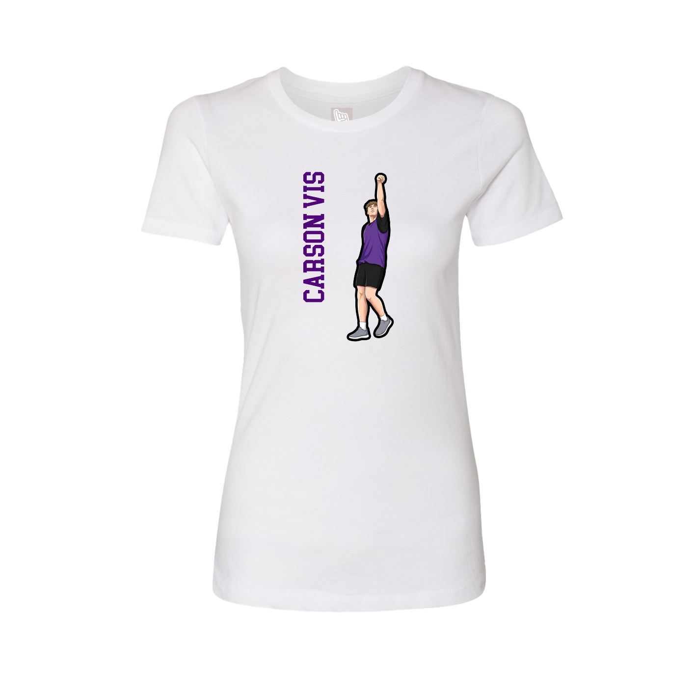 Fitted Women's Tee — Name Vertical in White