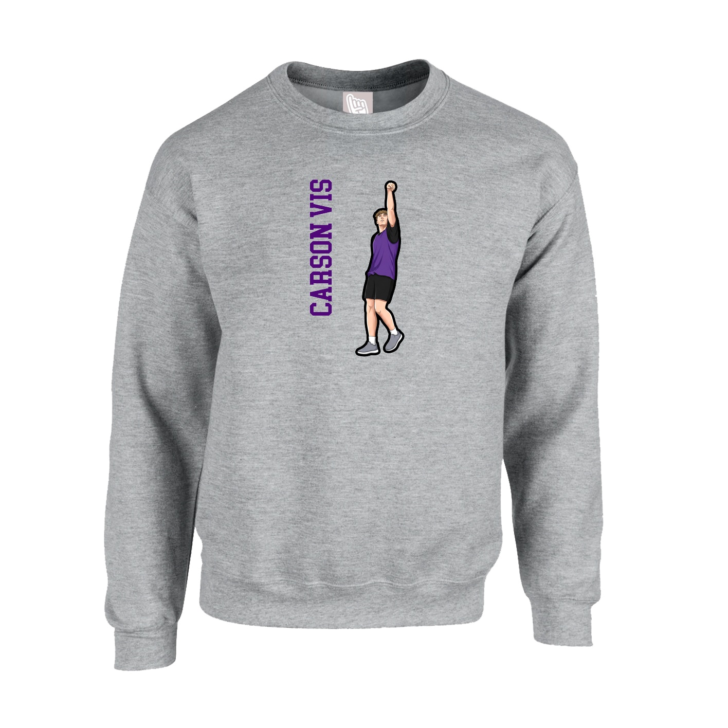 Fleece Crew — Name Vertical in Grey