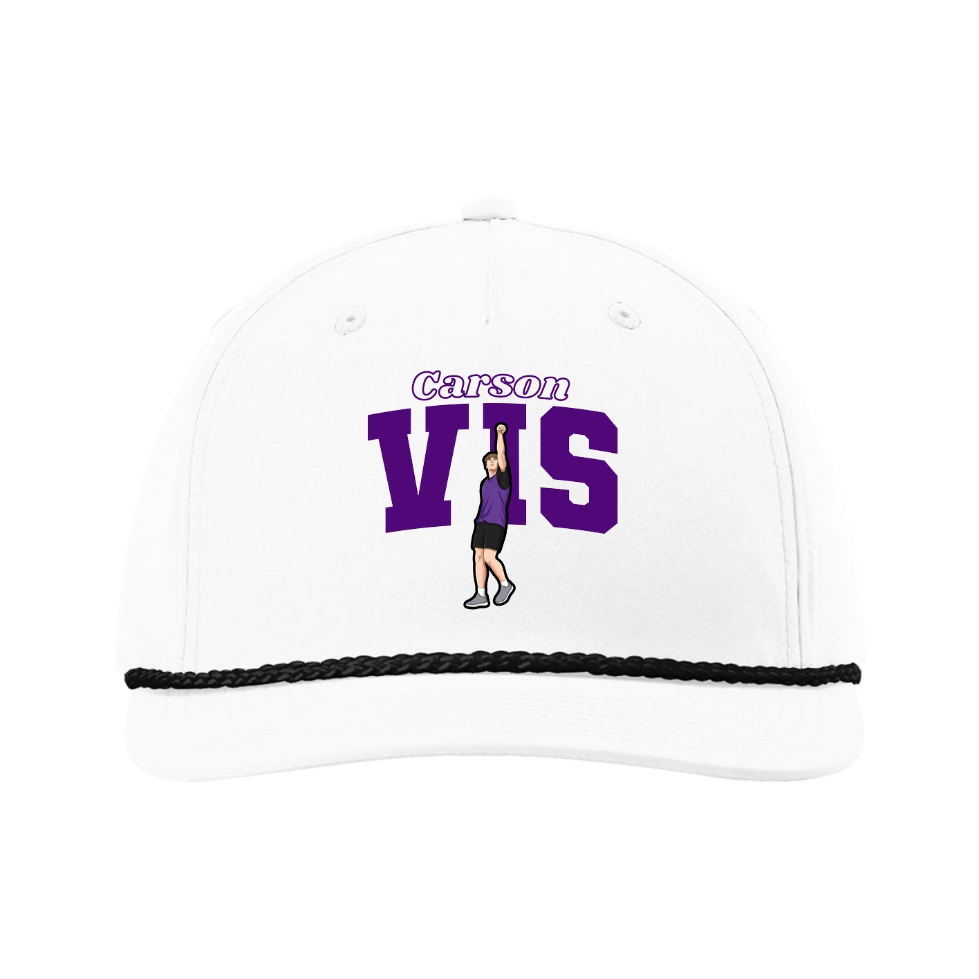 Five-Panel Classic Rope Cap — Name Arch in White