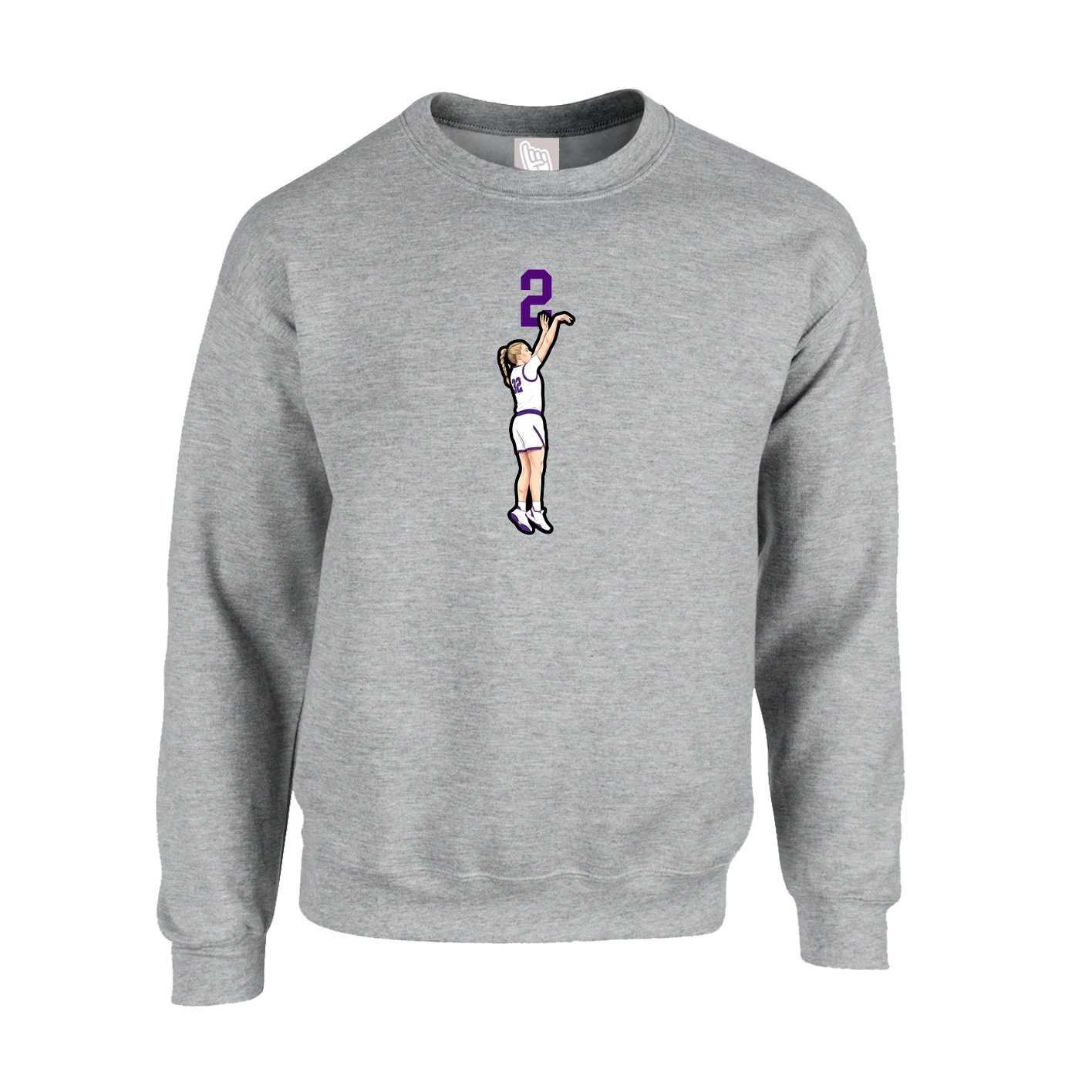 Fleece Crew — Number Top in Grey