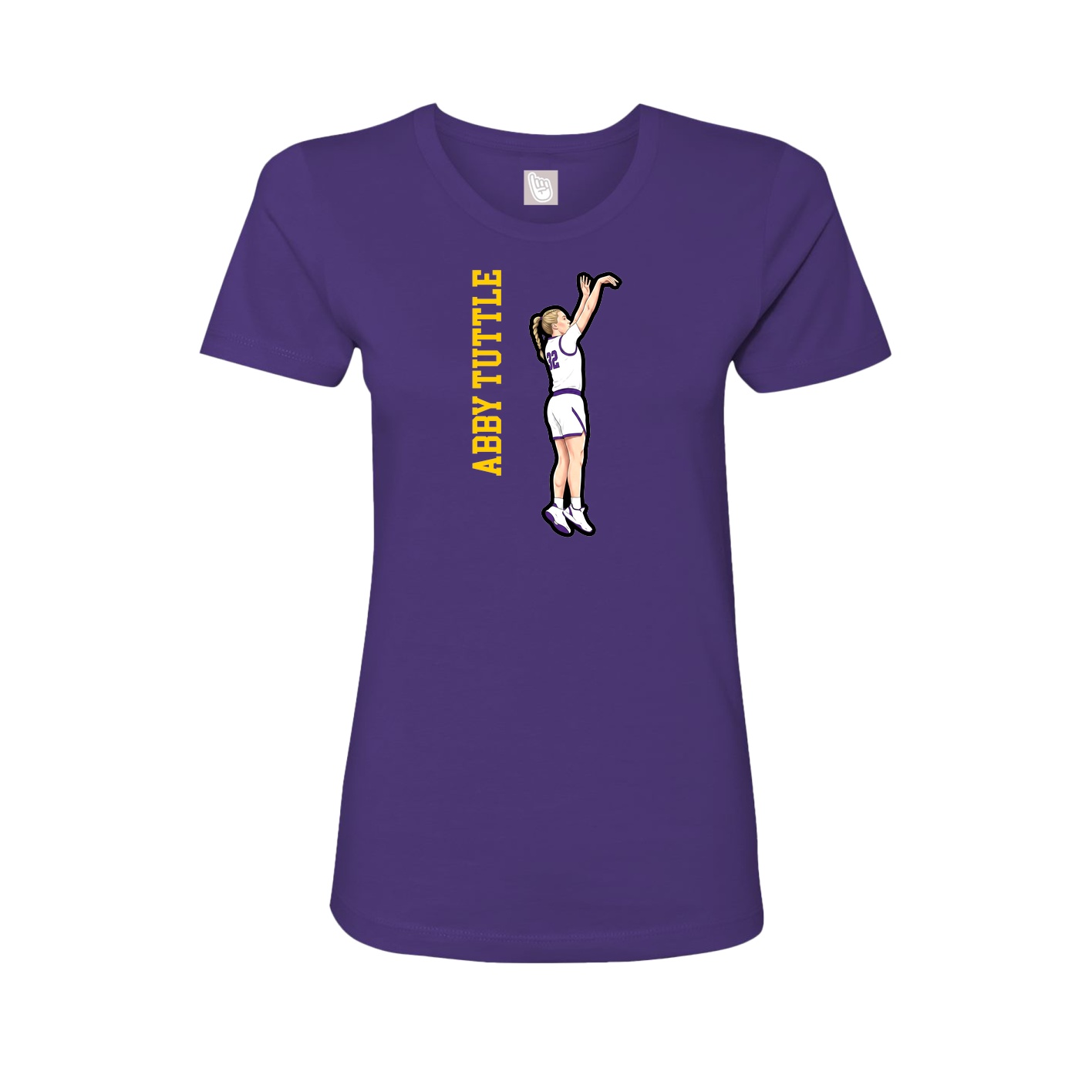 Fitted Women's Tee — Name Vertical in Purple