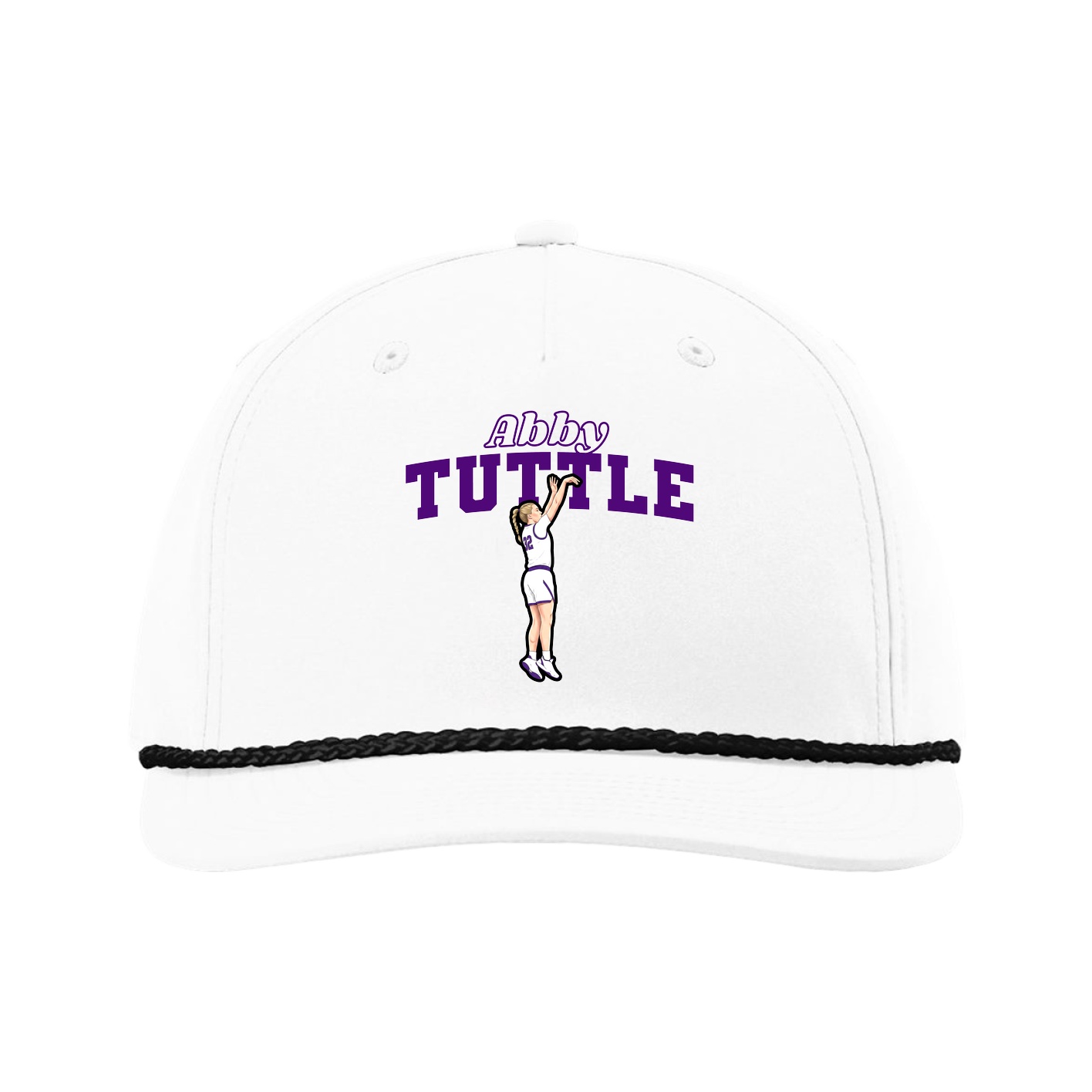 Five-Panel Classic Rope Cap — Name Arch in White