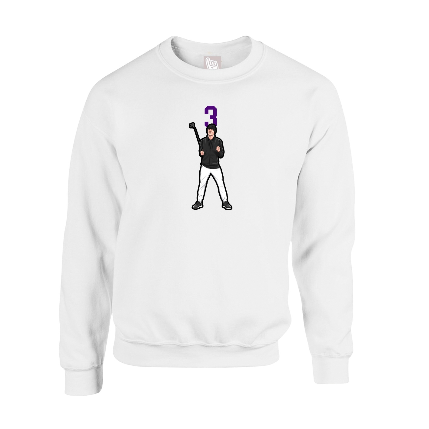 Fleece Crew — Number Top in White