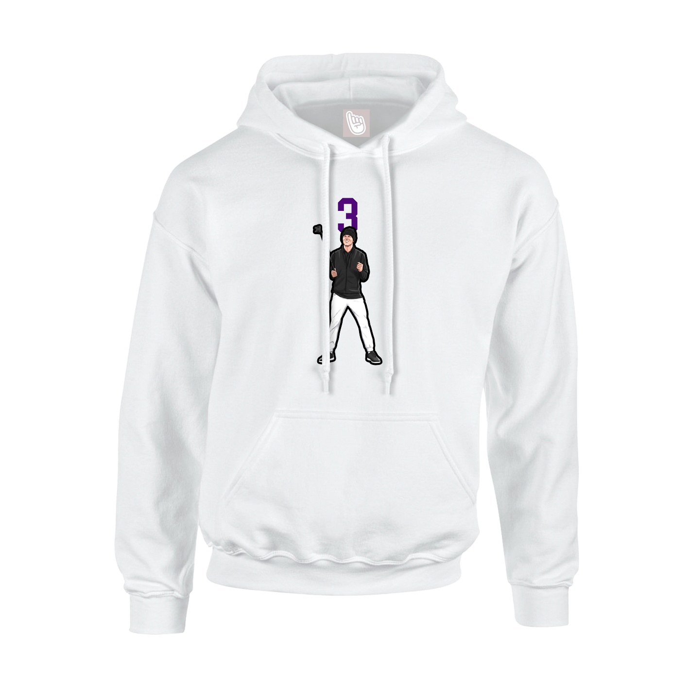 Youth Hoodie — Number Top in White