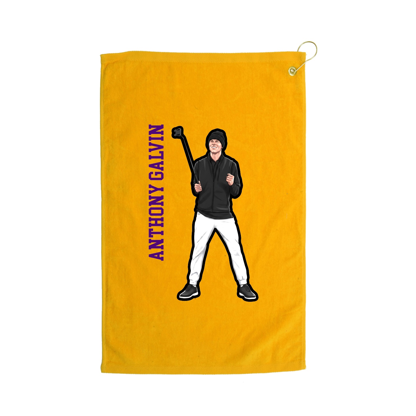 Golf Towel — Name Vertical in Gold