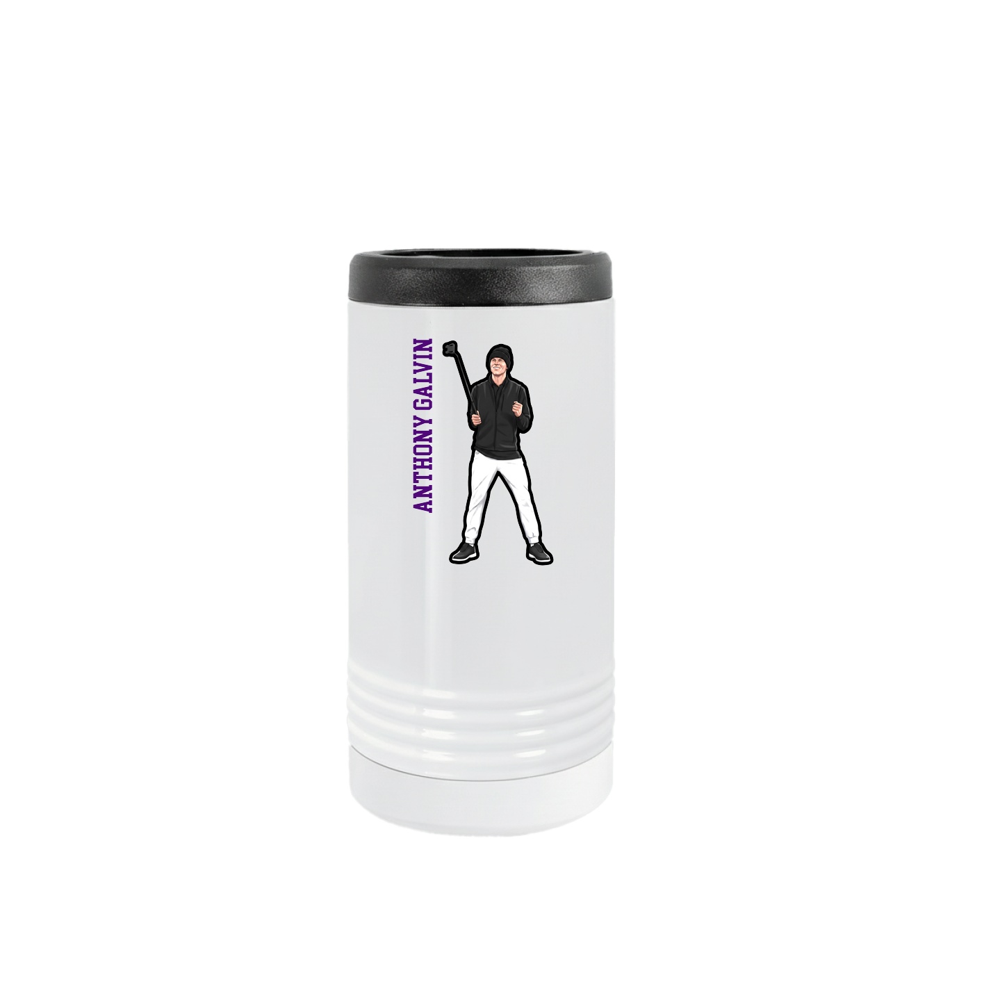 Slim Beverage Holder — Name Vertical in White