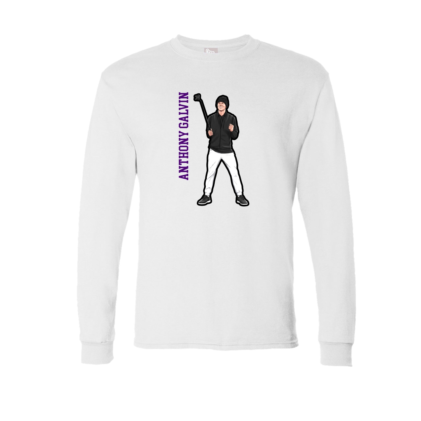Long Sleeve Tee — Name Vertical in White