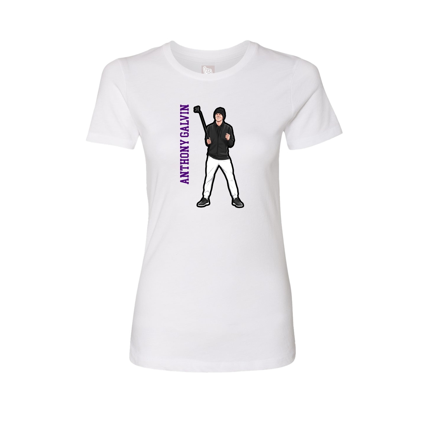 Fitted Women's Tee — Name Vertical in White