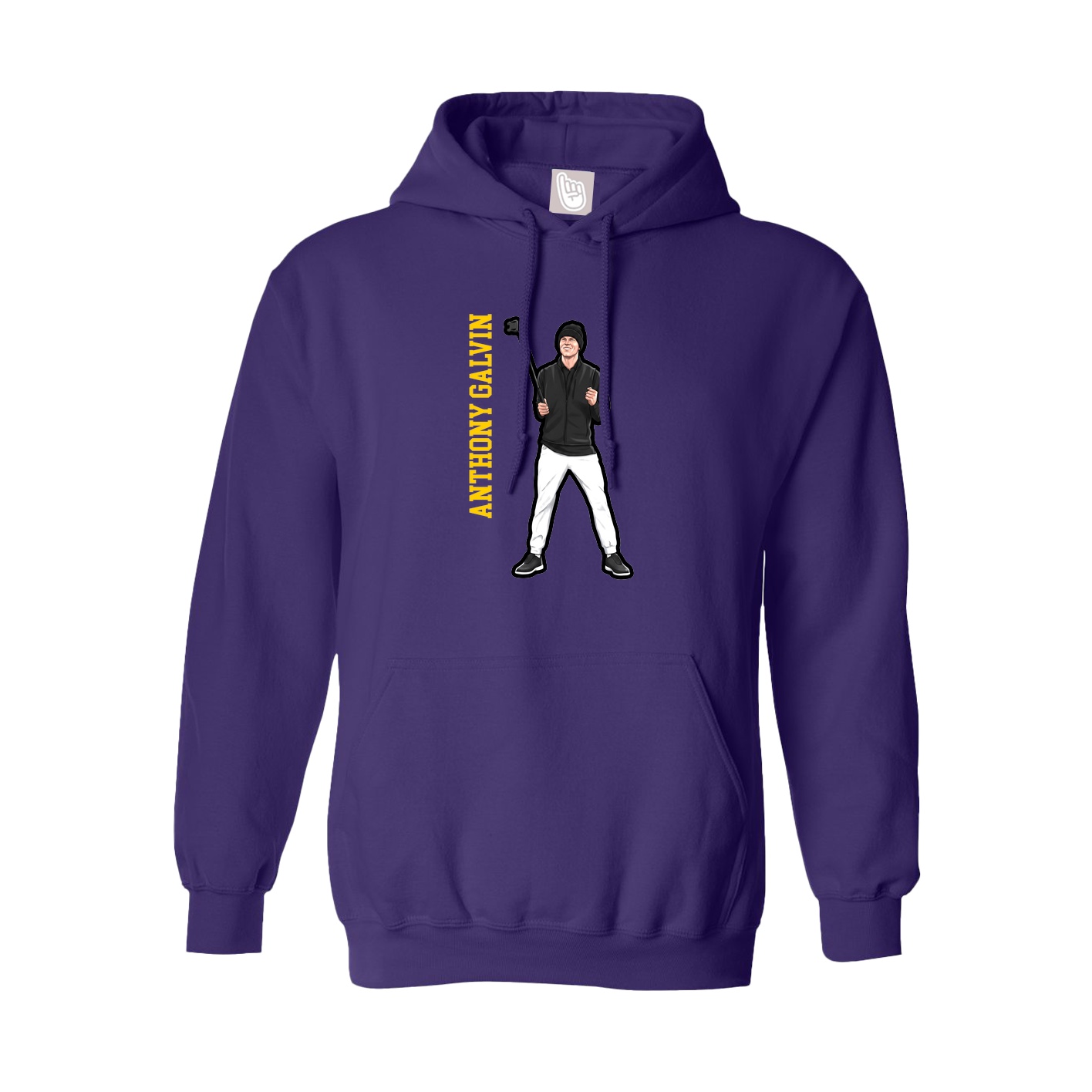 Youth Hoodie — Name Vertical in Purple