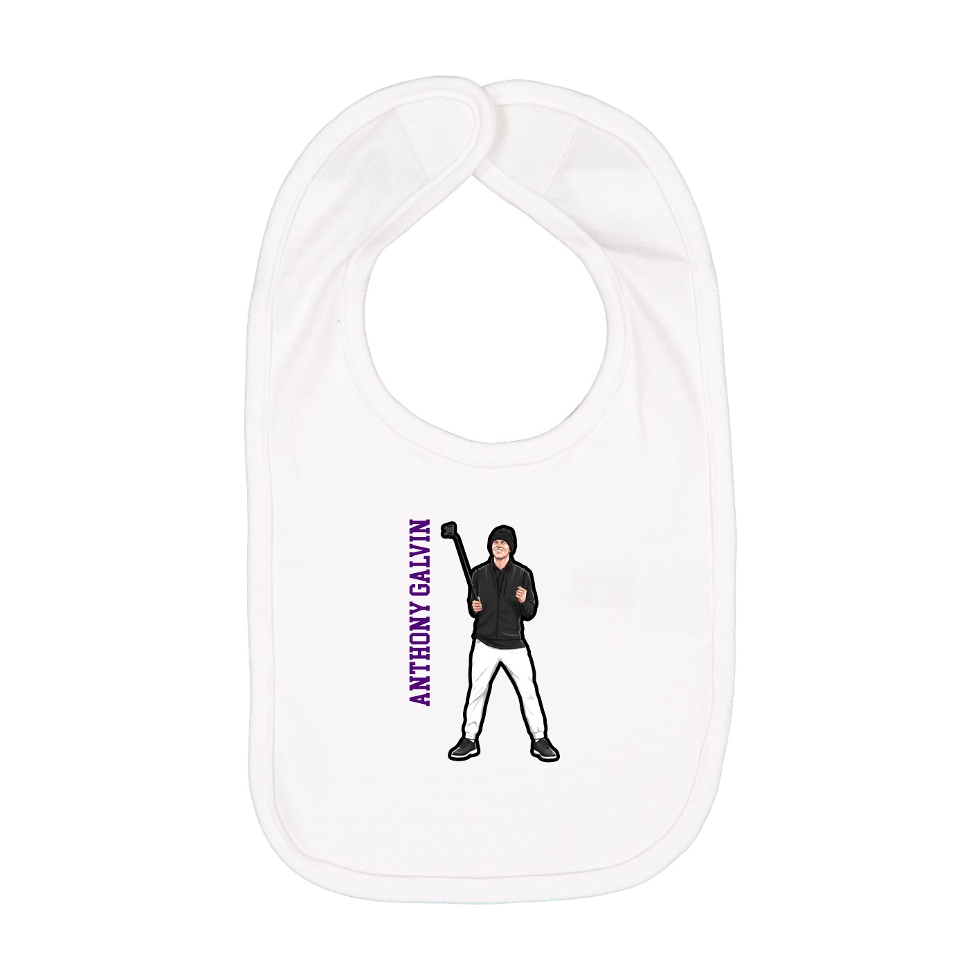 Infant Bib — Name Vertical in White