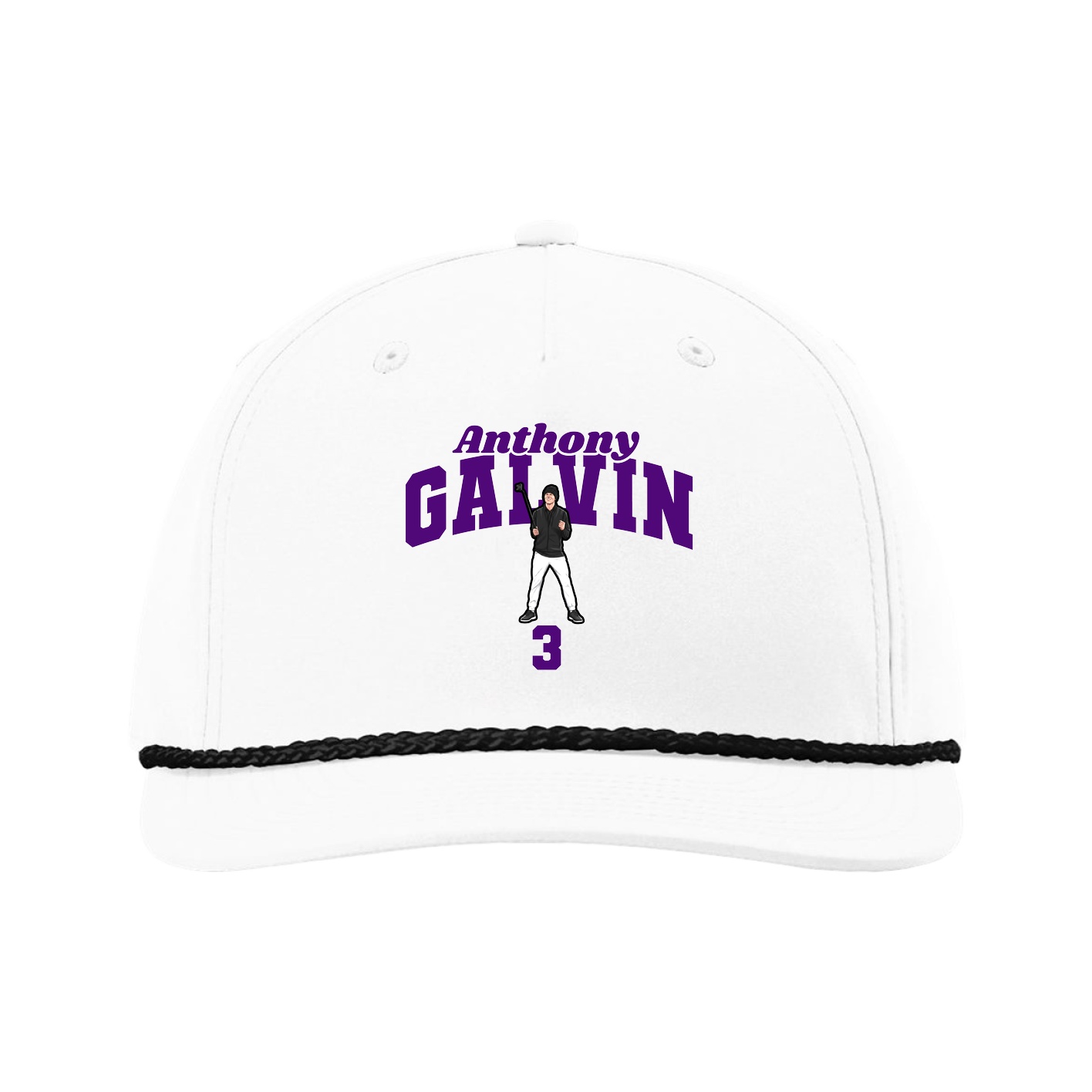 Five-Panel Classic Rope Cap — Signature Arch in White