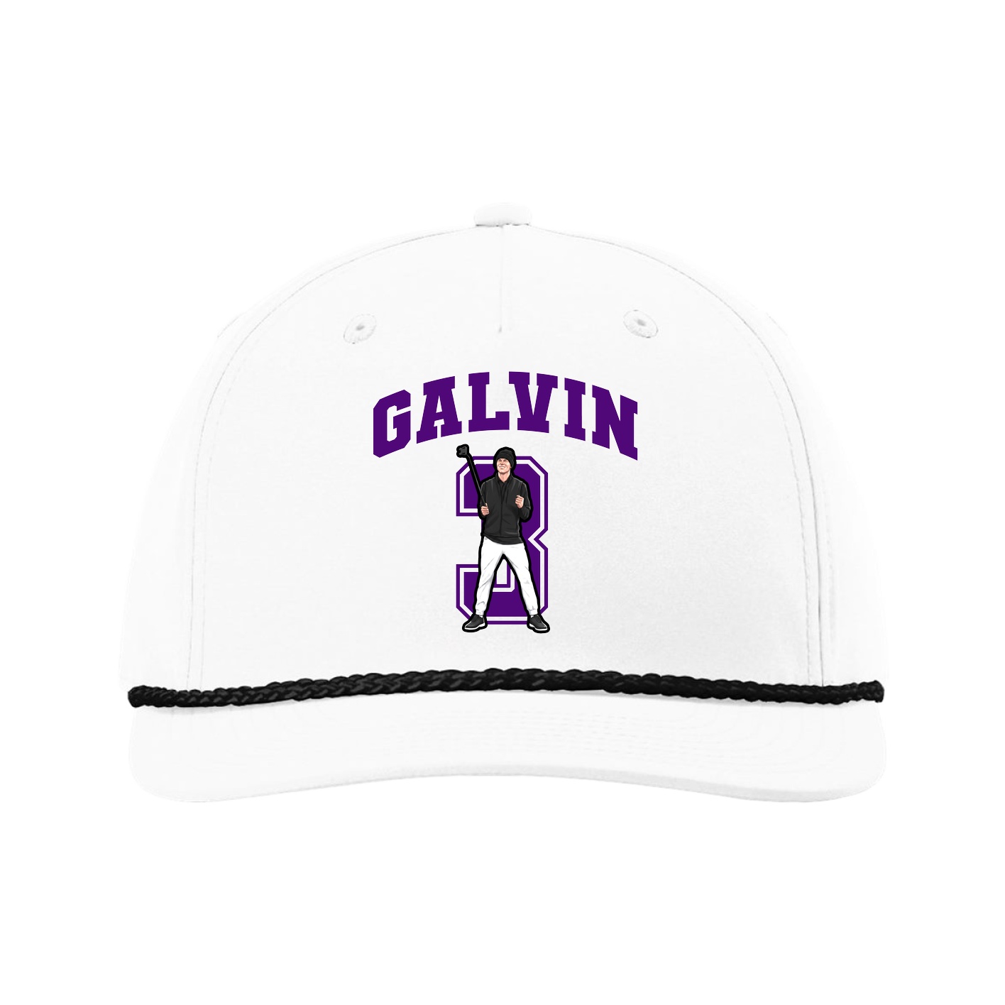 Five-Panel Classic Rope Cap — Number in White