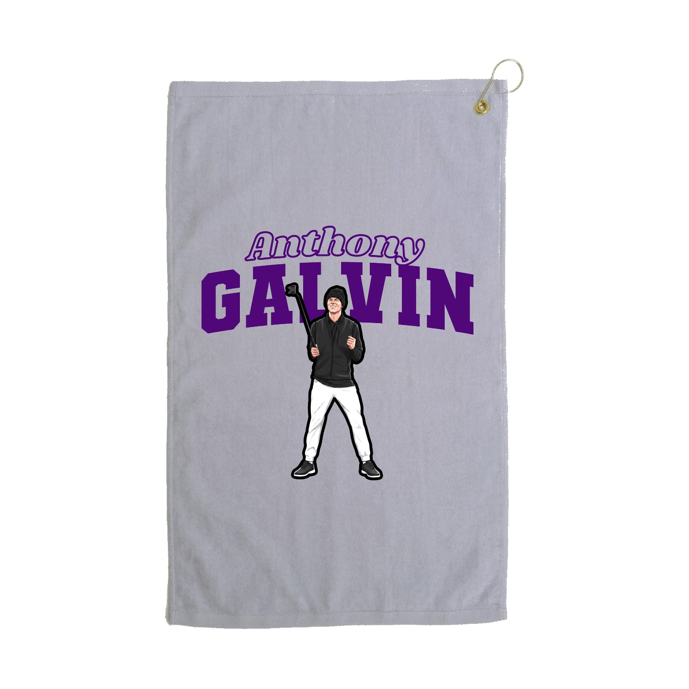 Golf Towel — Name Arch in Grey