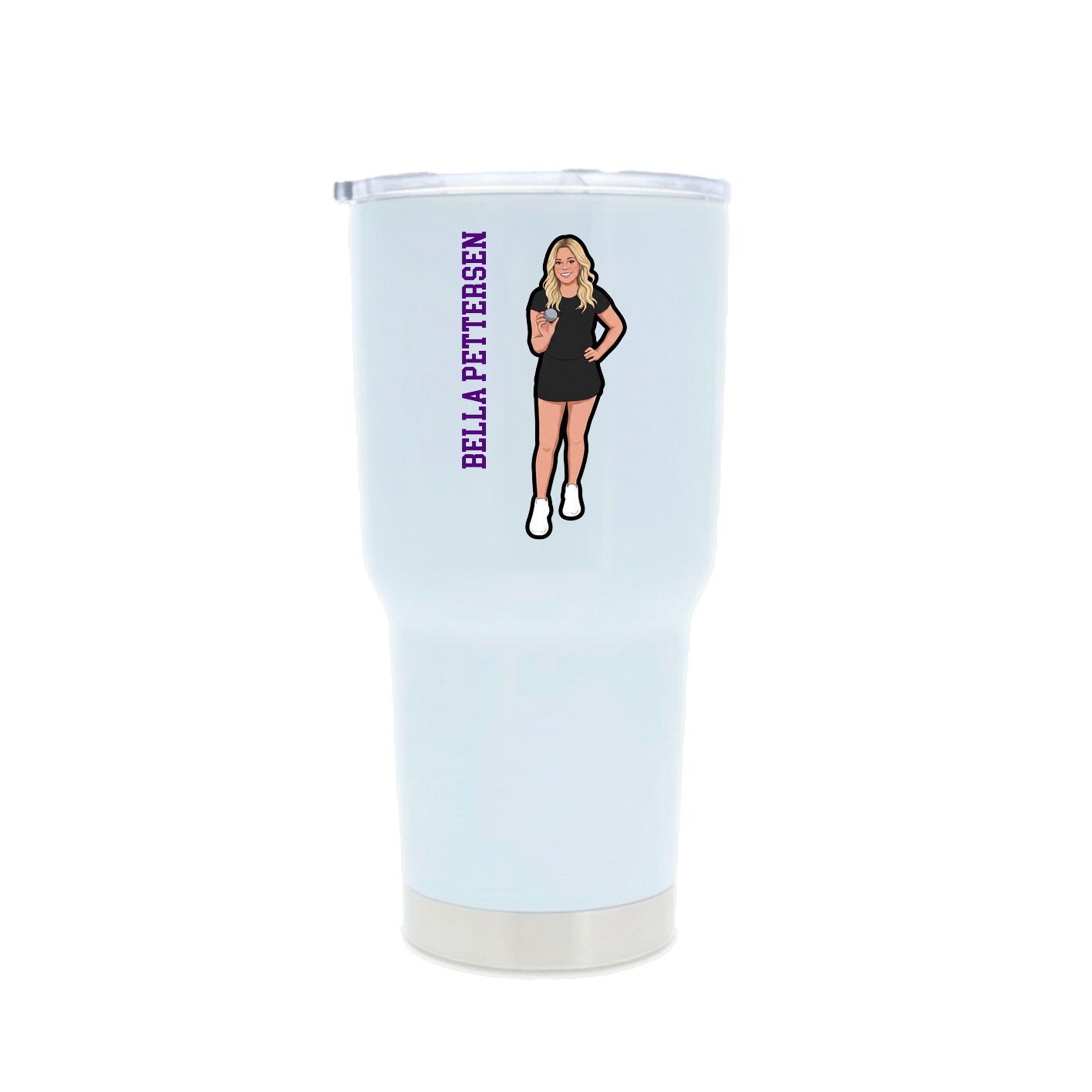 30oz Stainless Steel Tumbler — Name Vertical in White