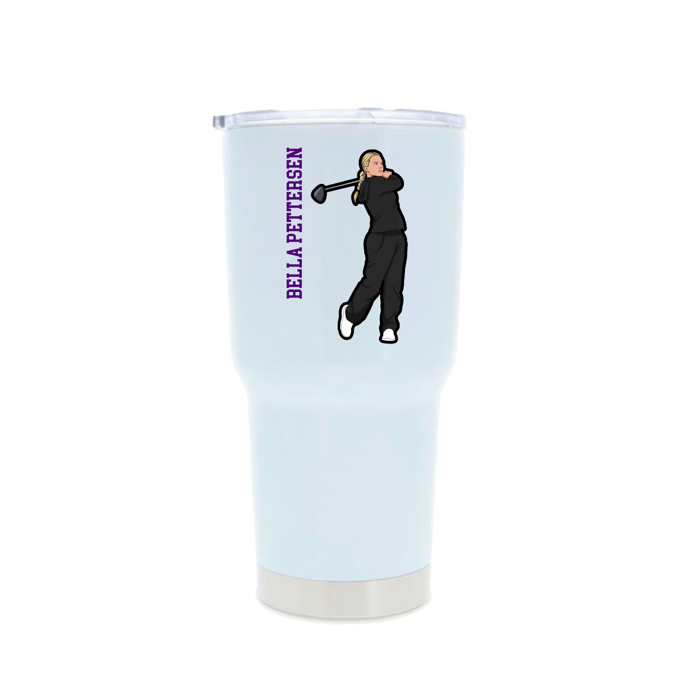 30oz Stainless Steel Tumbler — Name Vertical in White